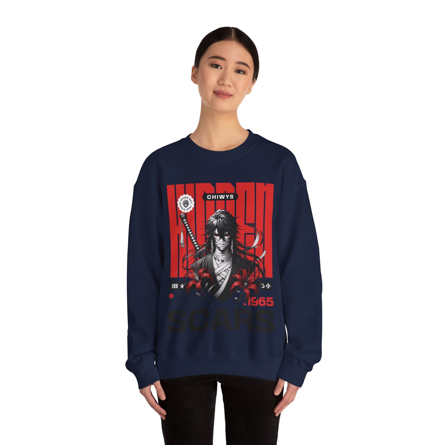 Chica, Sudadera unisex con cuello redondo Heavy Blend™ Samurai