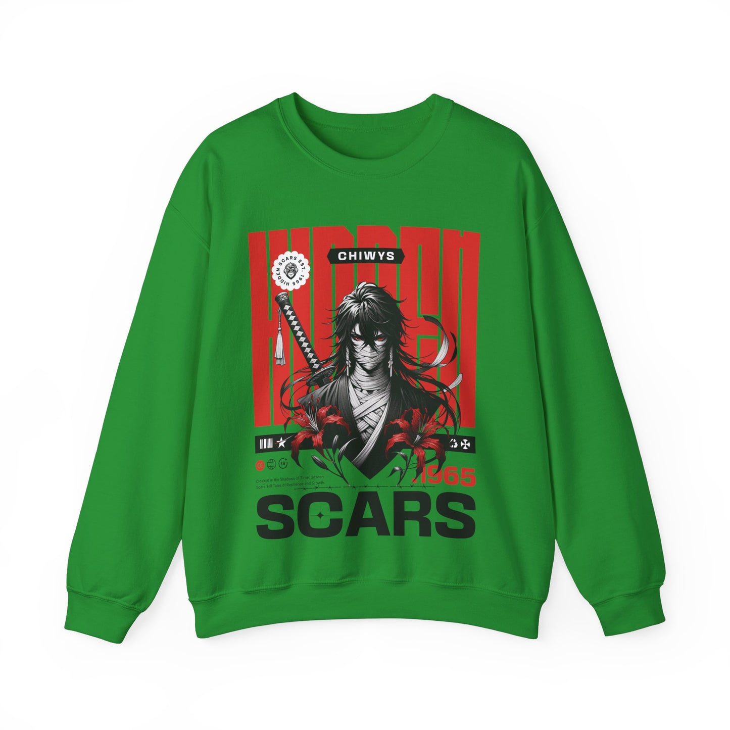 Sudadera unisex con cuello redondo Heavy Blend™ Samurai, color Verde Claro.