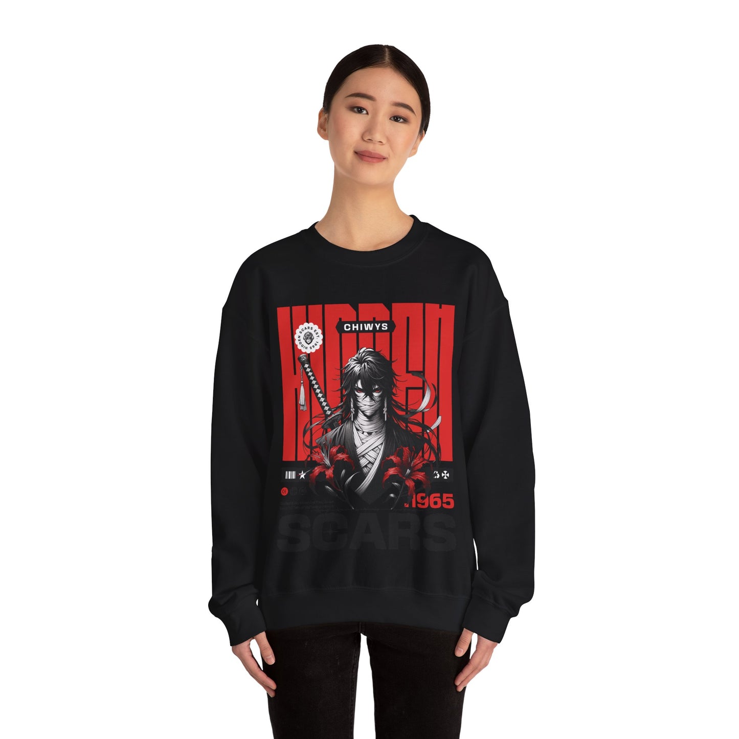 Chica con Sudadera unisex con cuello redondo Heavy Blend™ Samurai