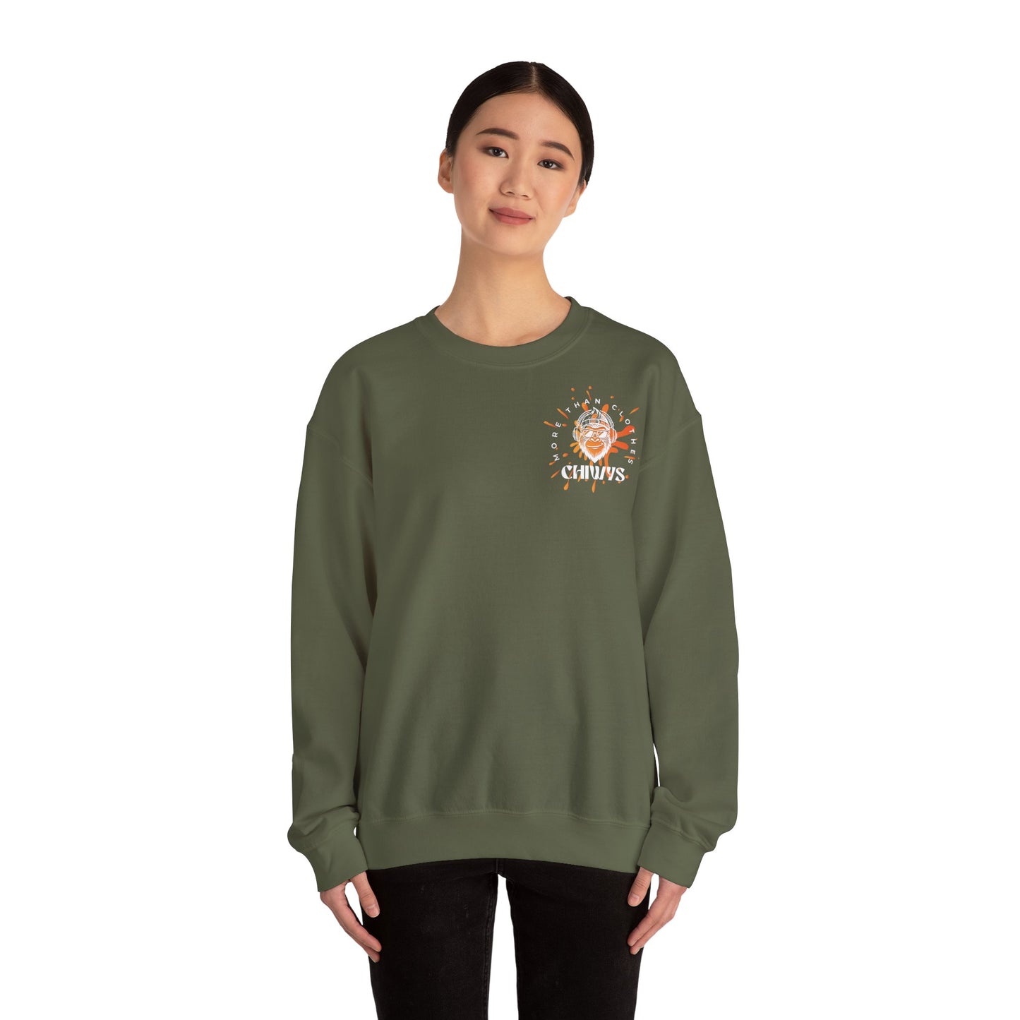 hica con Sudadera inspiradora con cuello redondo: 'Nunca ganarás si nunca comienzas' verde Militar.