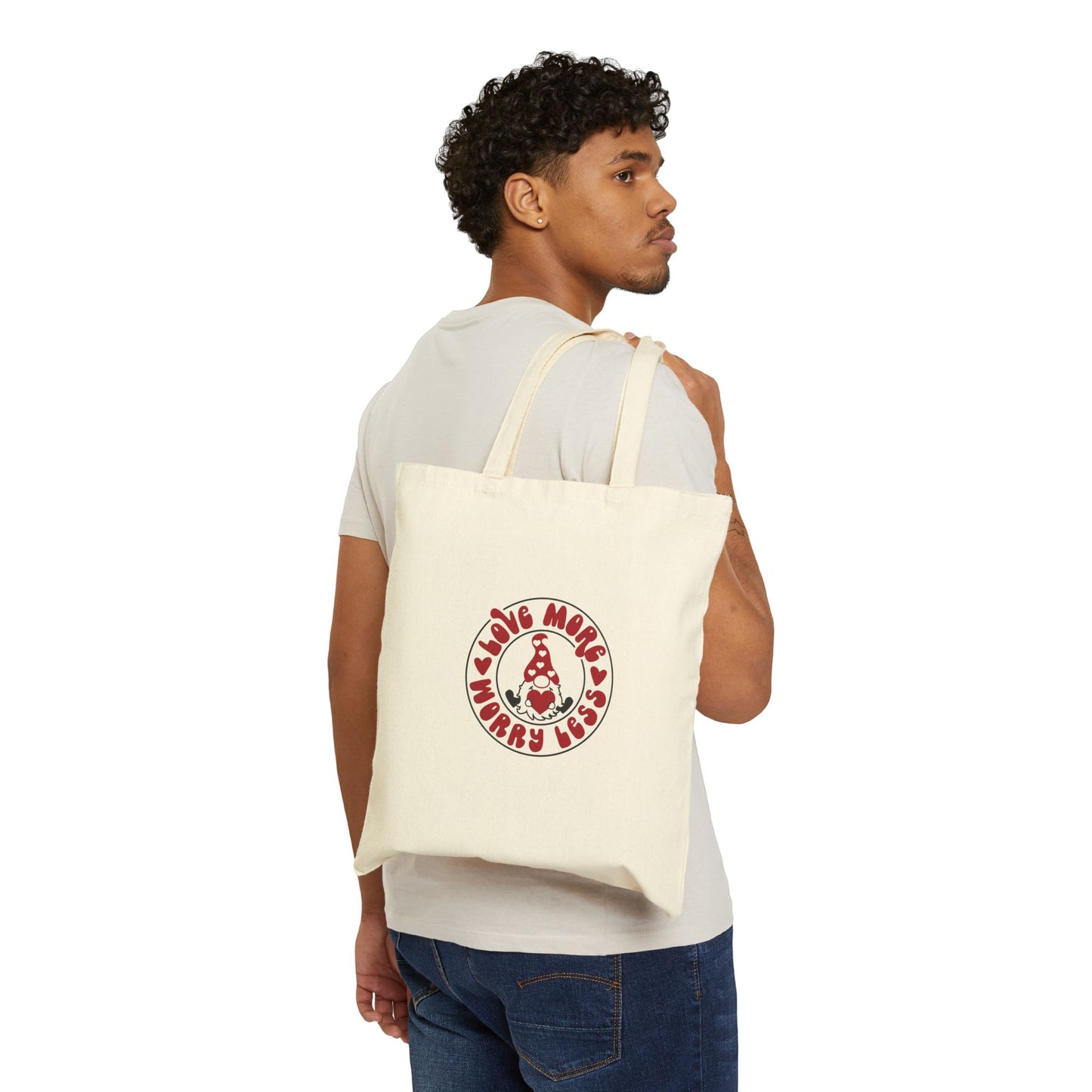 Love More, Worry Less Bolso tote de lona de algodón - Comprador navideño ecológico