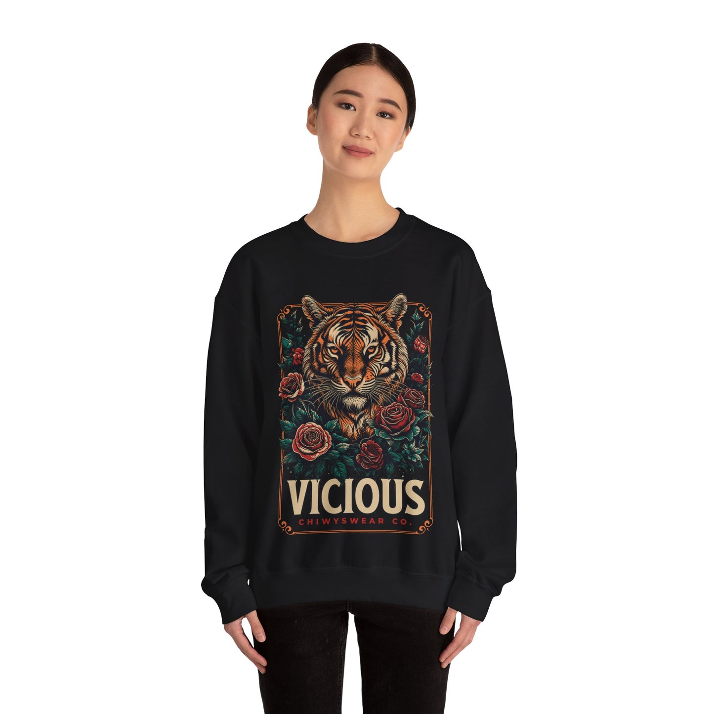 Sudadera unisex con cuello redondo Heavy Blend™ Tigre Vicious