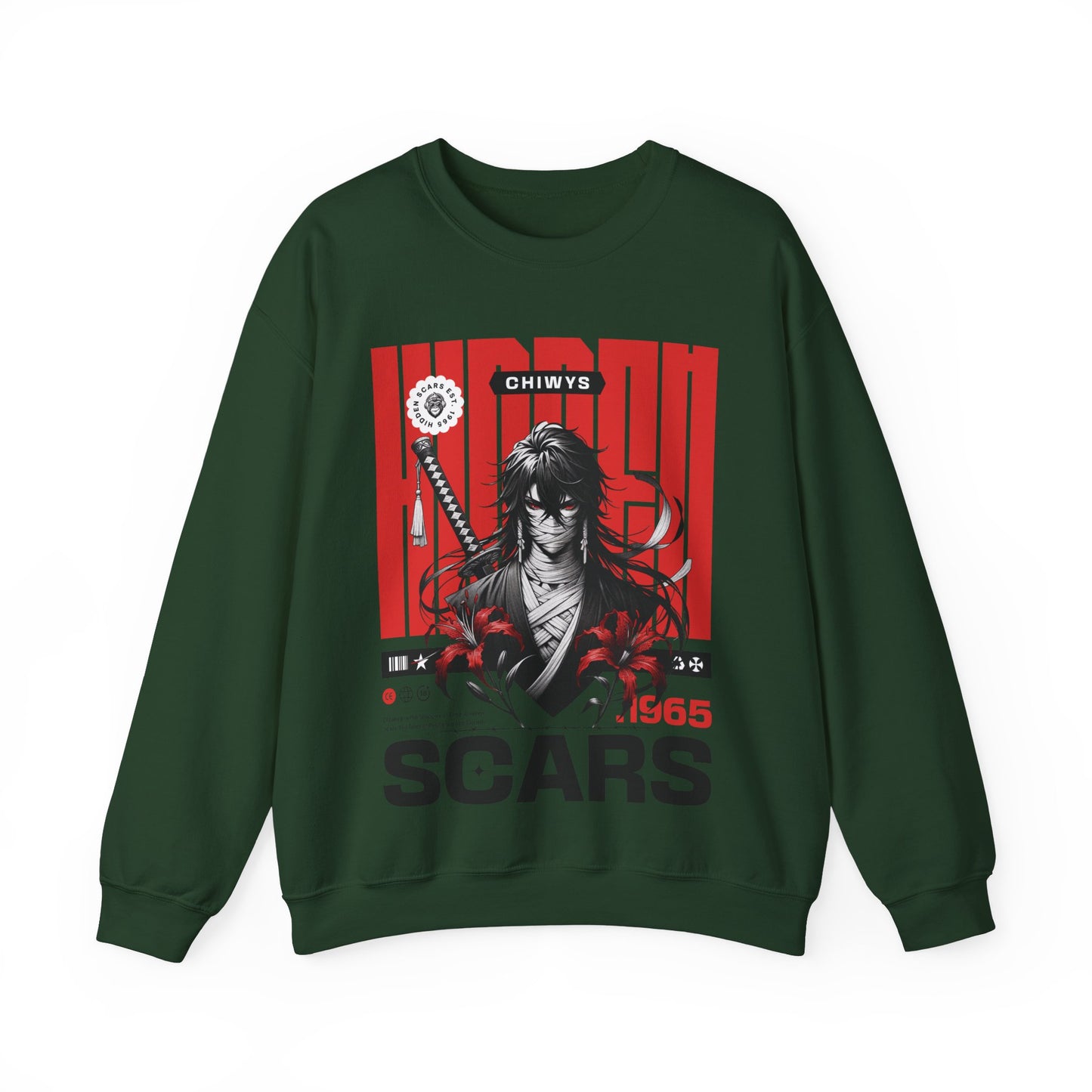 Sudadera unisex con cuello redondo Heavy Blend™ Samurai, color Verde Militar