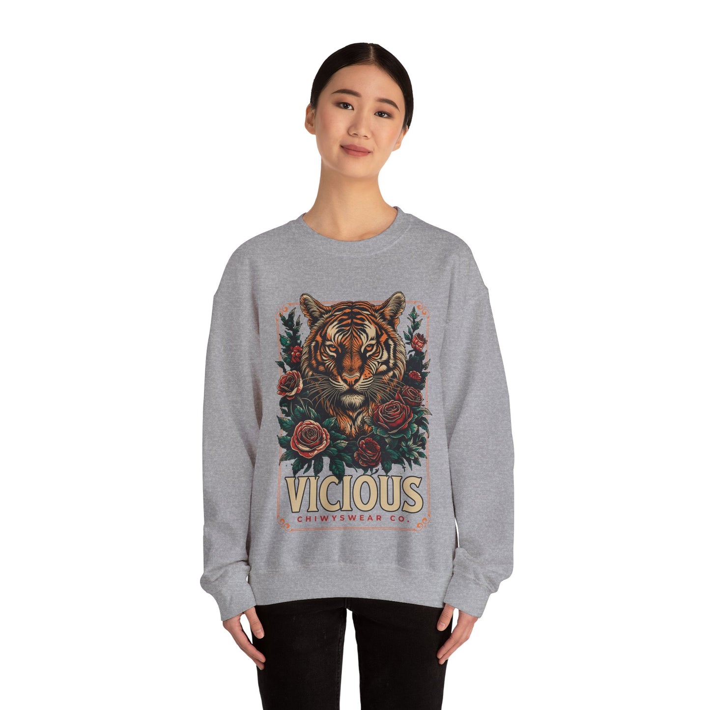 Sudadera unisex con cuello redondo Heavy Blend™ Tigre Vicious