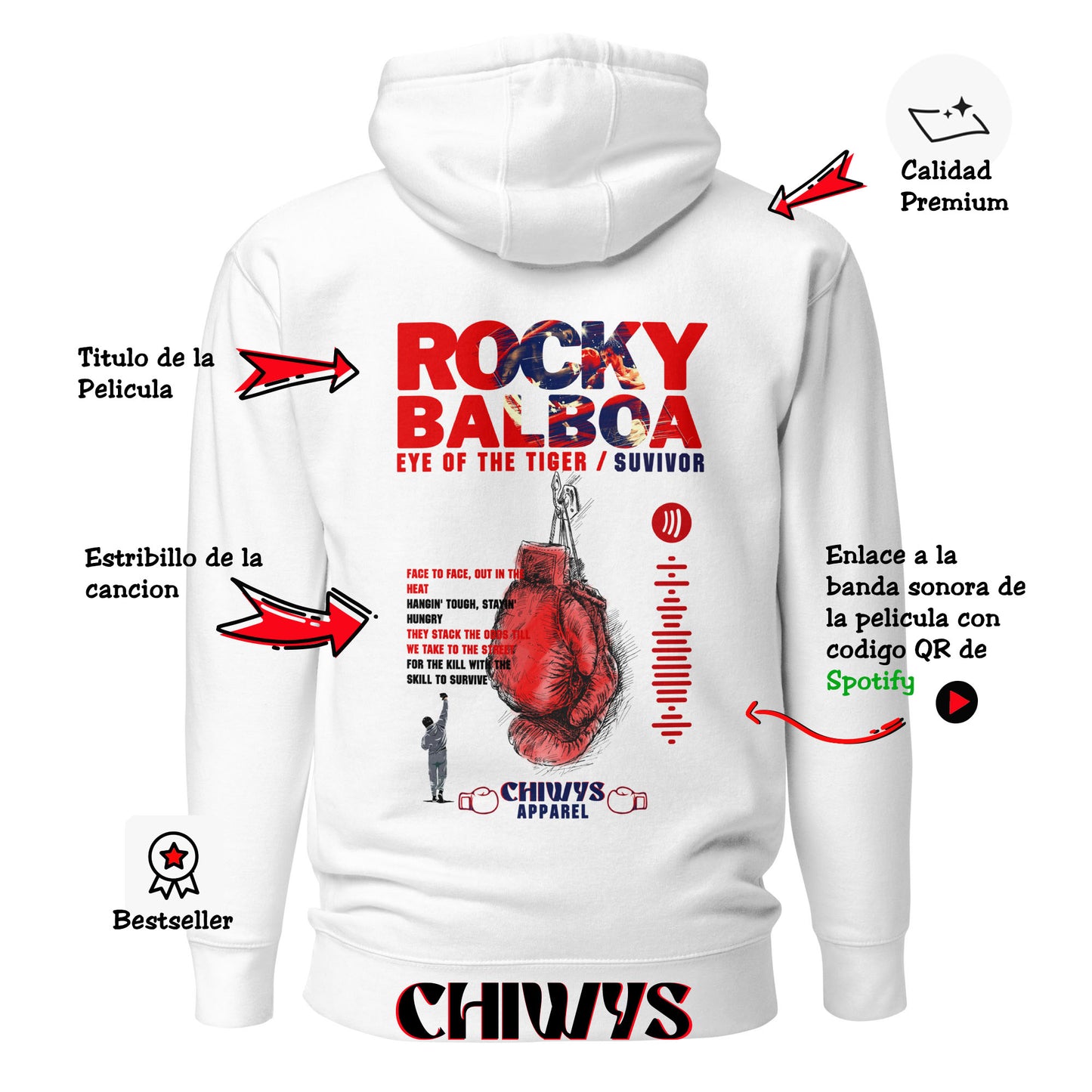 Sudadera con capucha unisex Rocky