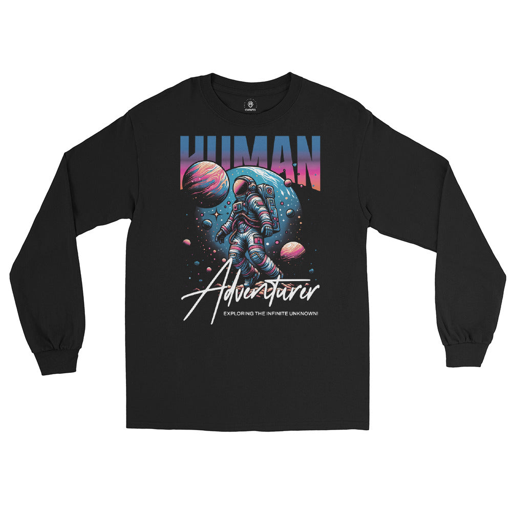 Camiseta manga larga hombre Human Adventurer. Tu armario te está pidiendo una buena camiseta de manga larga. Añade este básico a tu colección y crea tanto looks formales como desenfadados. • 100% algodón • El tono Sport Grey contiene 90% algodón, 10% poli