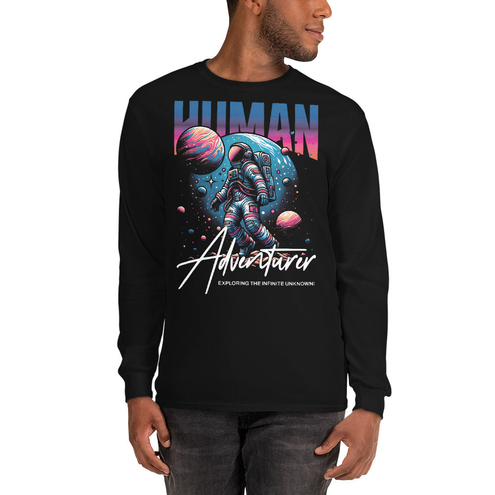 Camiseta manga larga hombre Human Adventurer. Tu armario te está pidiendo una buena camiseta de manga larga. Añade este básico a tu colección y crea tanto looks formales como desenfadados. • 100% algodón • El tono Sport Grey contiene 90% algodón, 10% poli