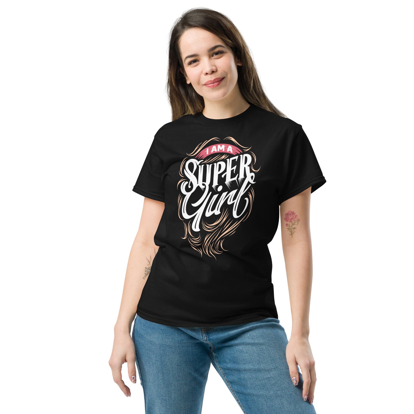 Camiseta clásica unisexSuper girl, diseño fresco y a la moda, estilo urbano y actual para llevar con unos vaqueros o un pantalon corto.