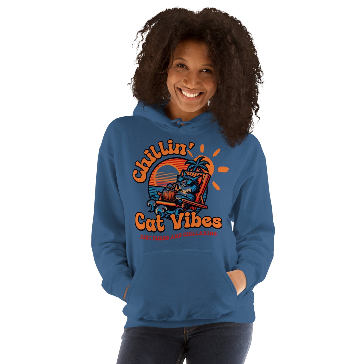 Sudadera con capucha unisex Chillin Cat Vibes. Todo el mundo necesita una sudadera cómoda con la que abrigarse y estar a la moda en el día a día. Y si además es suave, cálida y elegante como esta, mejor que mejor. ¡Ideal también para las noches más fresca
