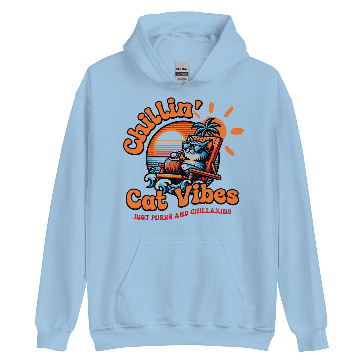 Sudadera con capucha unisex Chillin Cat Vibes. Todo el mundo necesita una sudadera cómoda con la que abrigarse y estar a la moda en el día a día. Y si además es suave, cálida y elegante como esta, mejor que mejor. ¡Ideal también para las noches más fresca