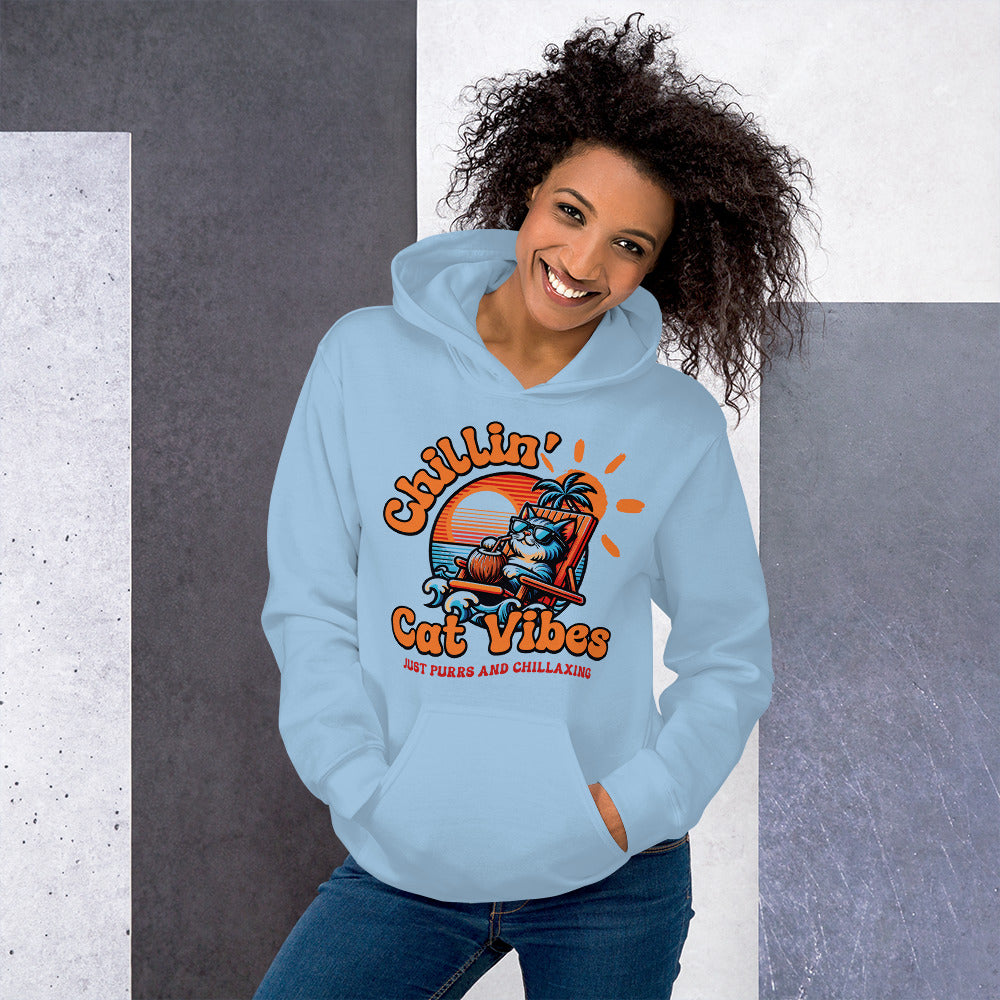 Sudadera con capucha unisex Chillin Cat Vibes. Todo el mundo necesita una sudadera cómoda con la que abrigarse y estar a la moda en el día a día. Y si además es suave, cálida y elegante como esta, mejor que mejor. ¡Ideal también para las noches más fresca