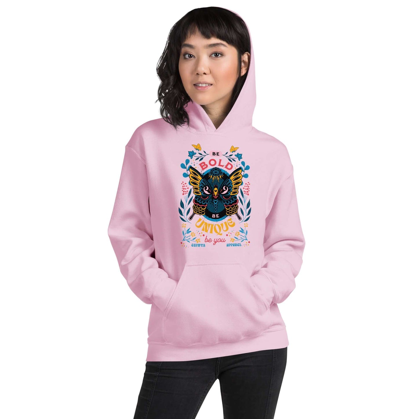 Chica-Sudadera con capucha unisex Be Bold Be Unique color rosa