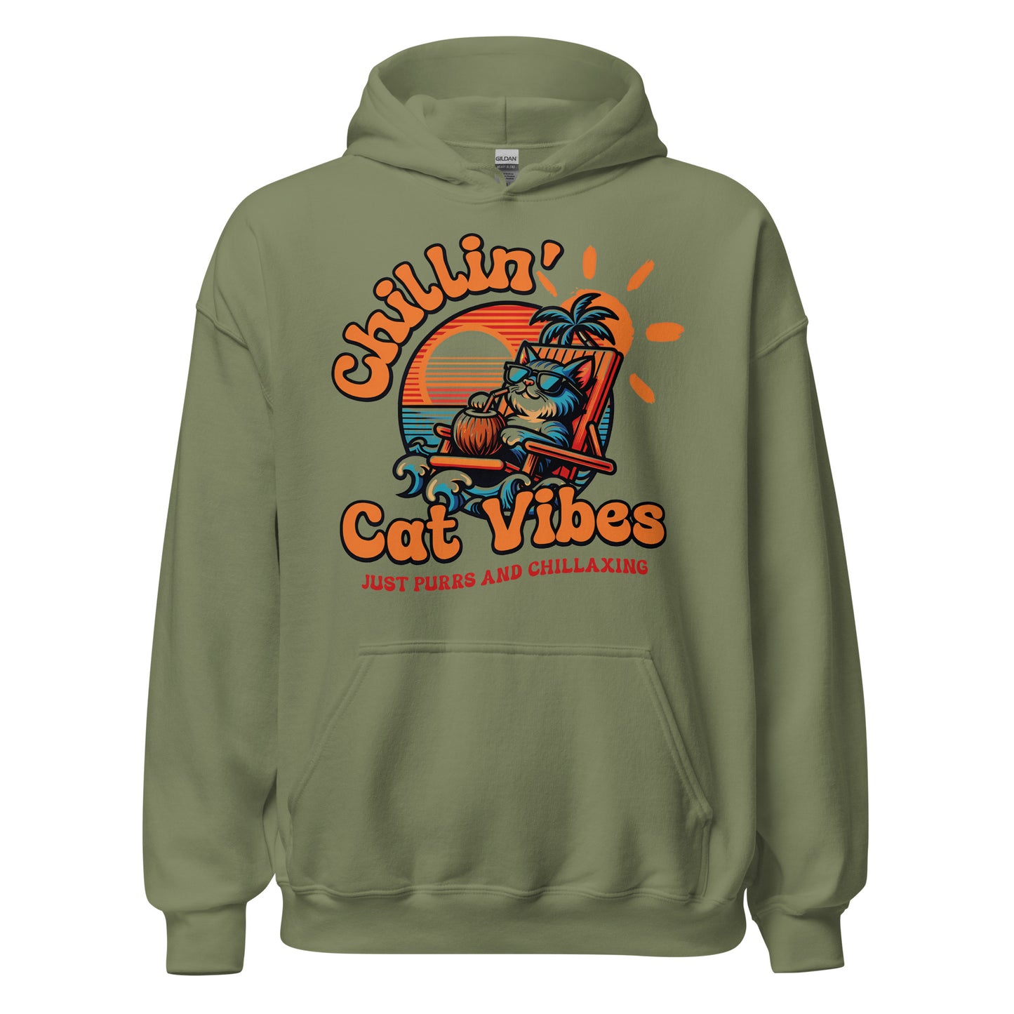 Sudadera con capucha unisex Chillin Cat Vibes. Todo el mundo necesita una sudadera cómoda con la que abrigarse y estar a la moda en el día a día. Y si además es suave, cálida y elegante como esta, mejor que mejor. ¡Ideal también para las noches más fresca