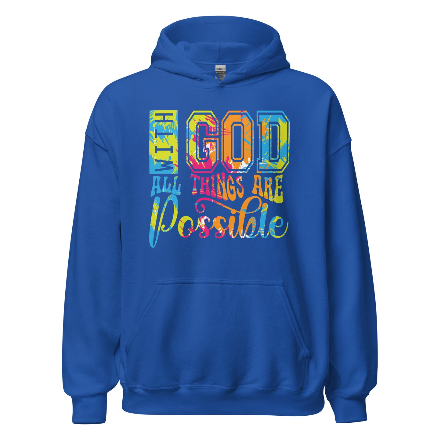 Sudadera con capucha unisex With God all things are possible. Todo el mundo necesita una sudadera cómoda con la que abrigarse y estar a la moda en el día a día. Y si además es suave, cálida y elegante como esta, mejor que mejor. ¡Ideal también para las no
