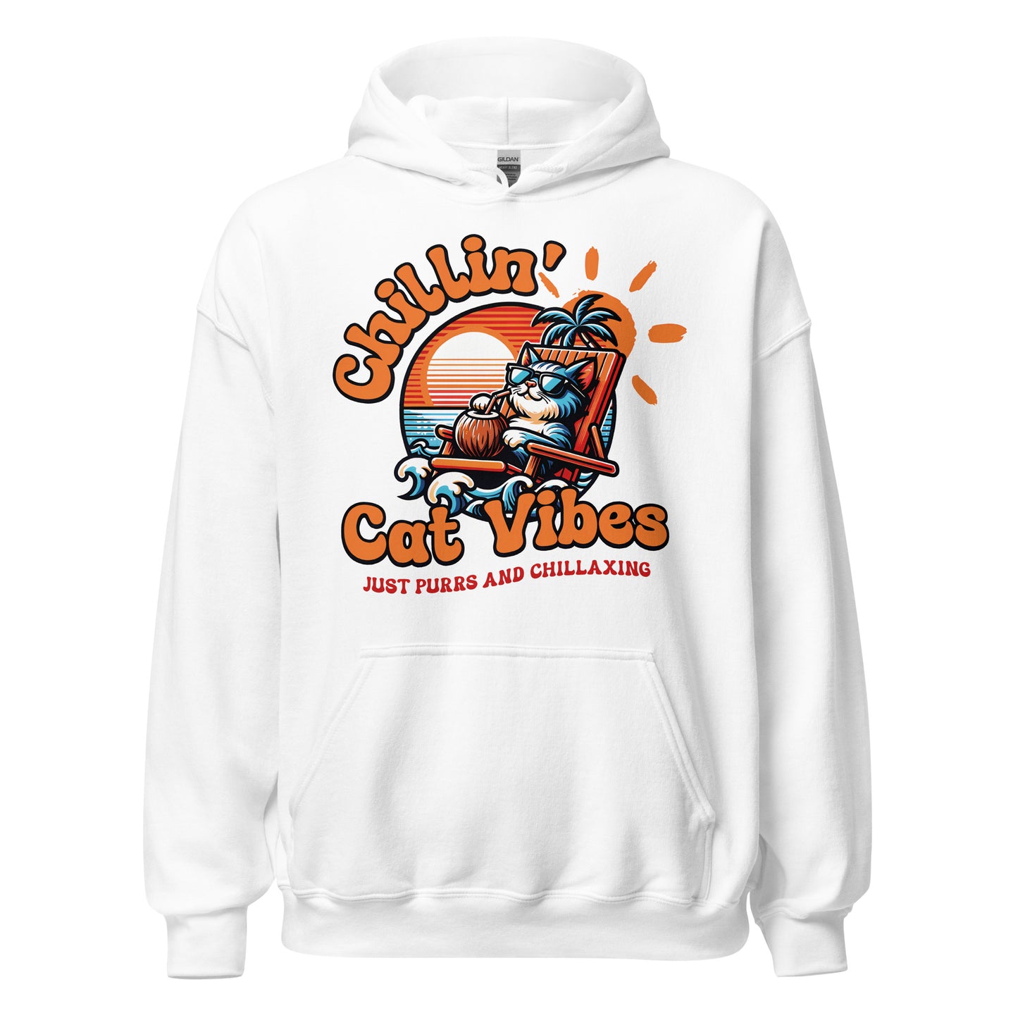Sudadera con capucha unisex Chillin Cat Vibes. Todo el mundo necesita una sudadera cómoda con la que abrigarse y estar a la moda en el día a día. Y si además es suave, cálida y elegante como esta, mejor que mejor. ¡Ideal también para las noches más fresca