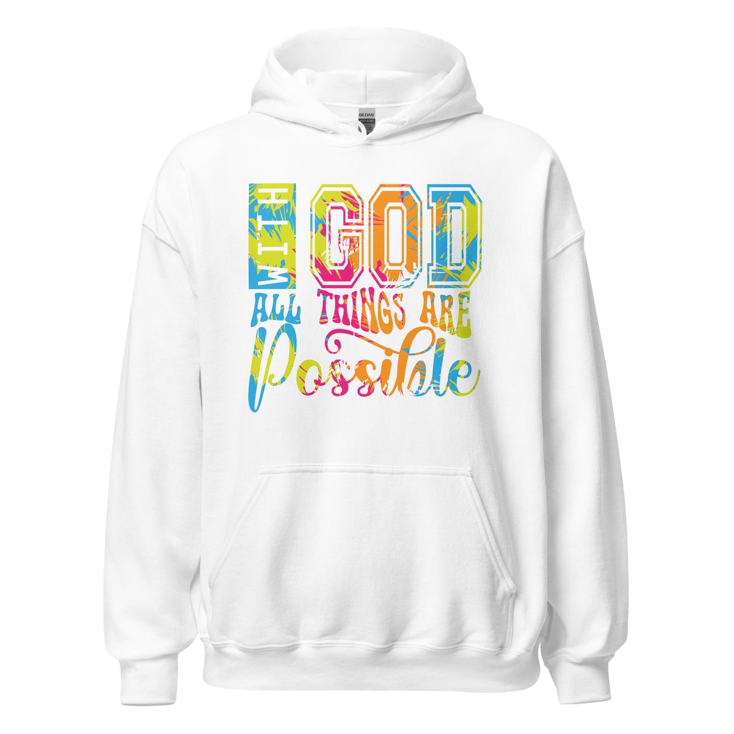 Sudadera con capucha unisex With God all things are possible. Todo el mundo necesita una sudadera cómoda con la que abrigarse y estar a la moda en el día a día. Y si además es suave, cálida y elegante como esta, mejor que mejor. ¡Ideal también para las no