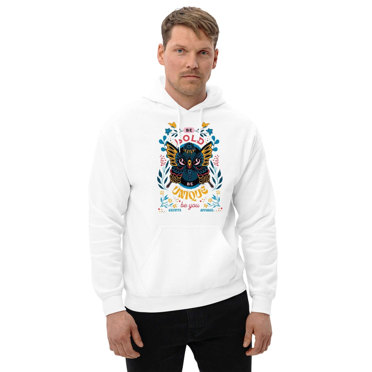 Chico-Sudadera con capucha unisex Be Bold Be Unique color blanco