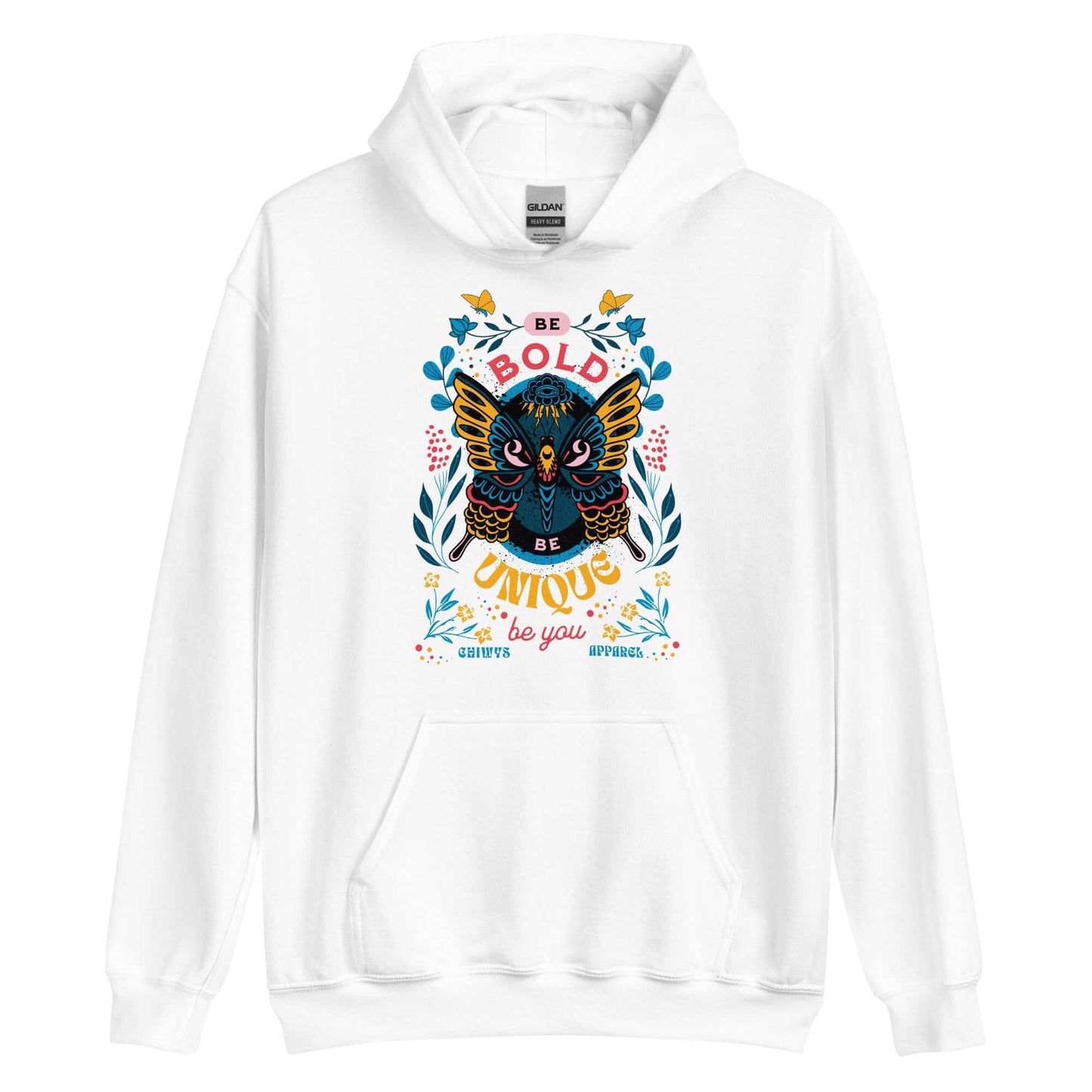 Sudadera Blanca con capucha unisex Be Bold Be Unique