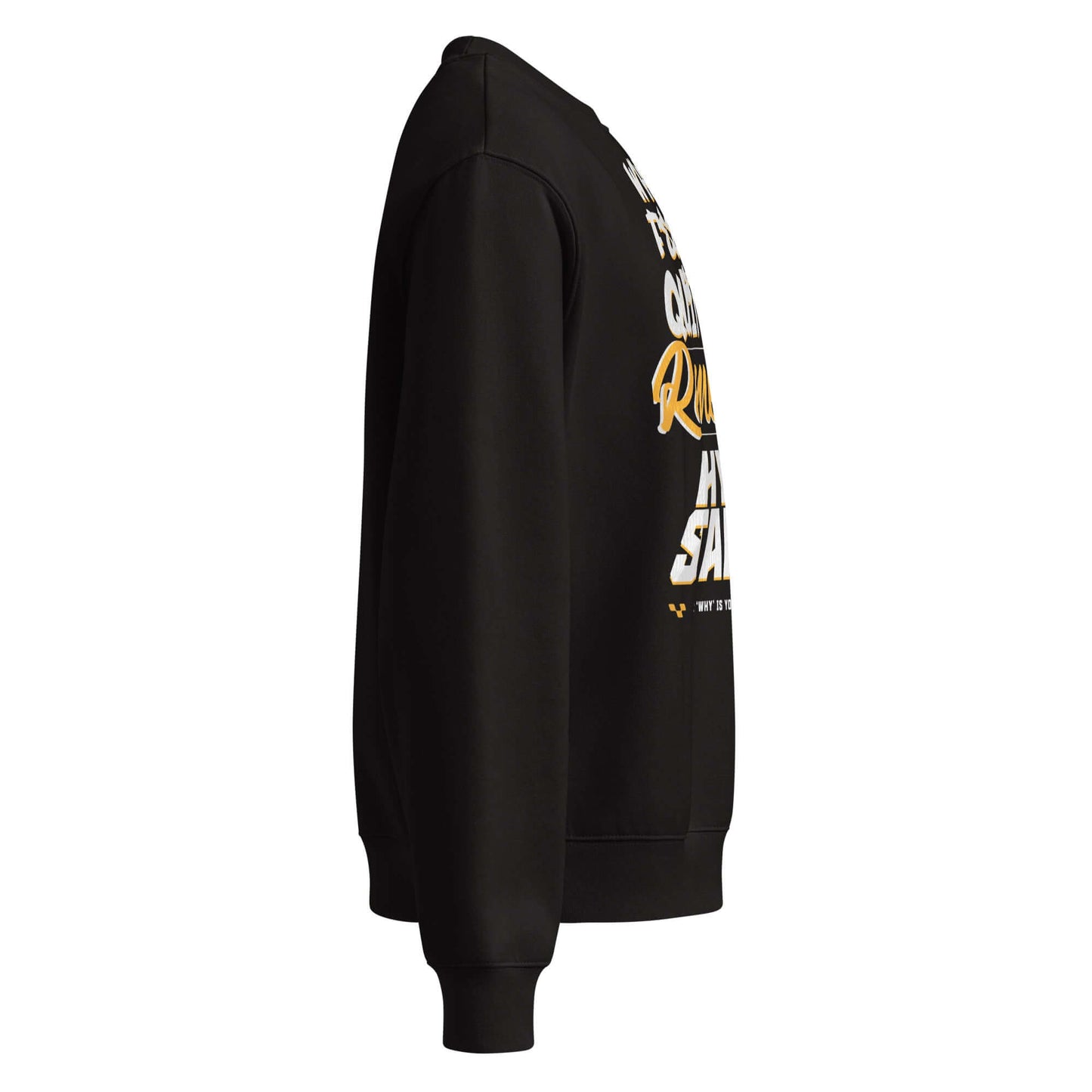 Sudadera gruesa oversize Motivacional vista lateral, cómoda y atrevida, ideal para relajarse.