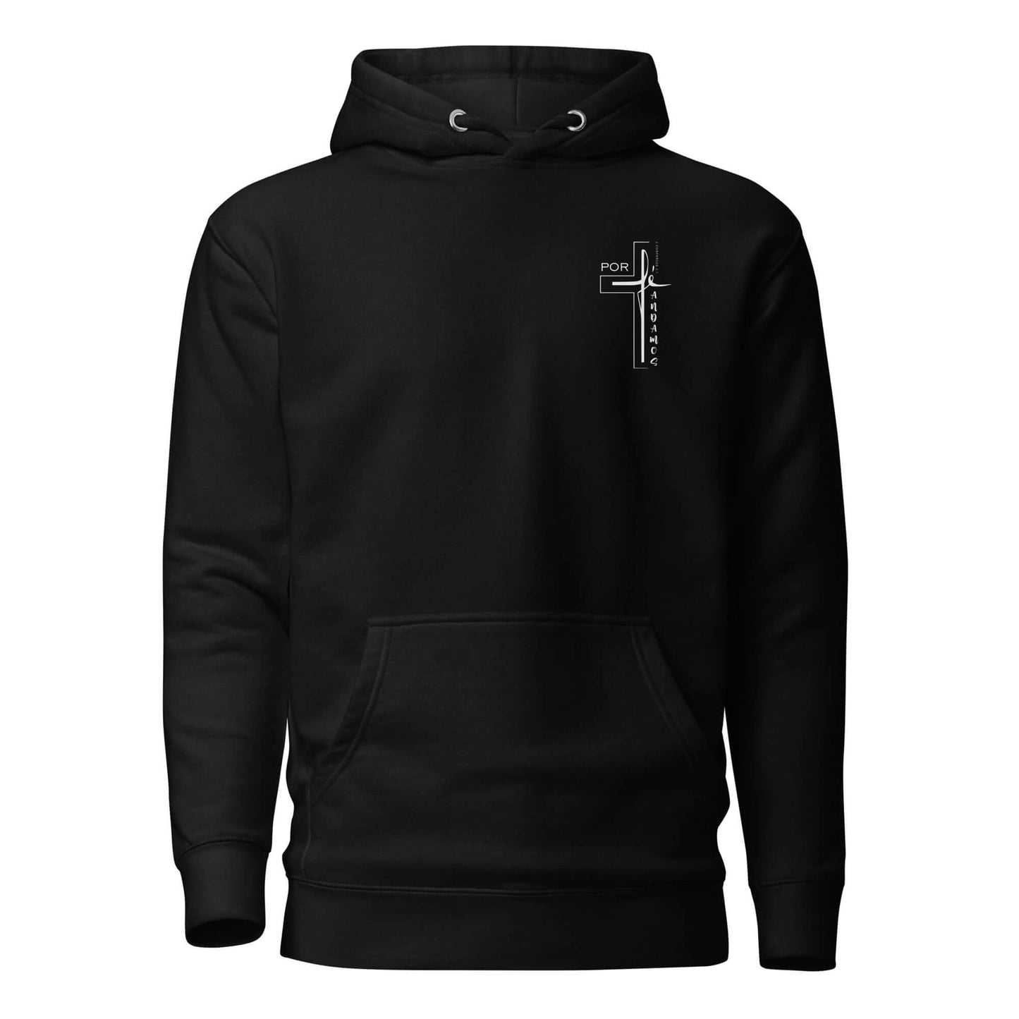 Sudadera Negra con capucha unisex Andamos Por fe