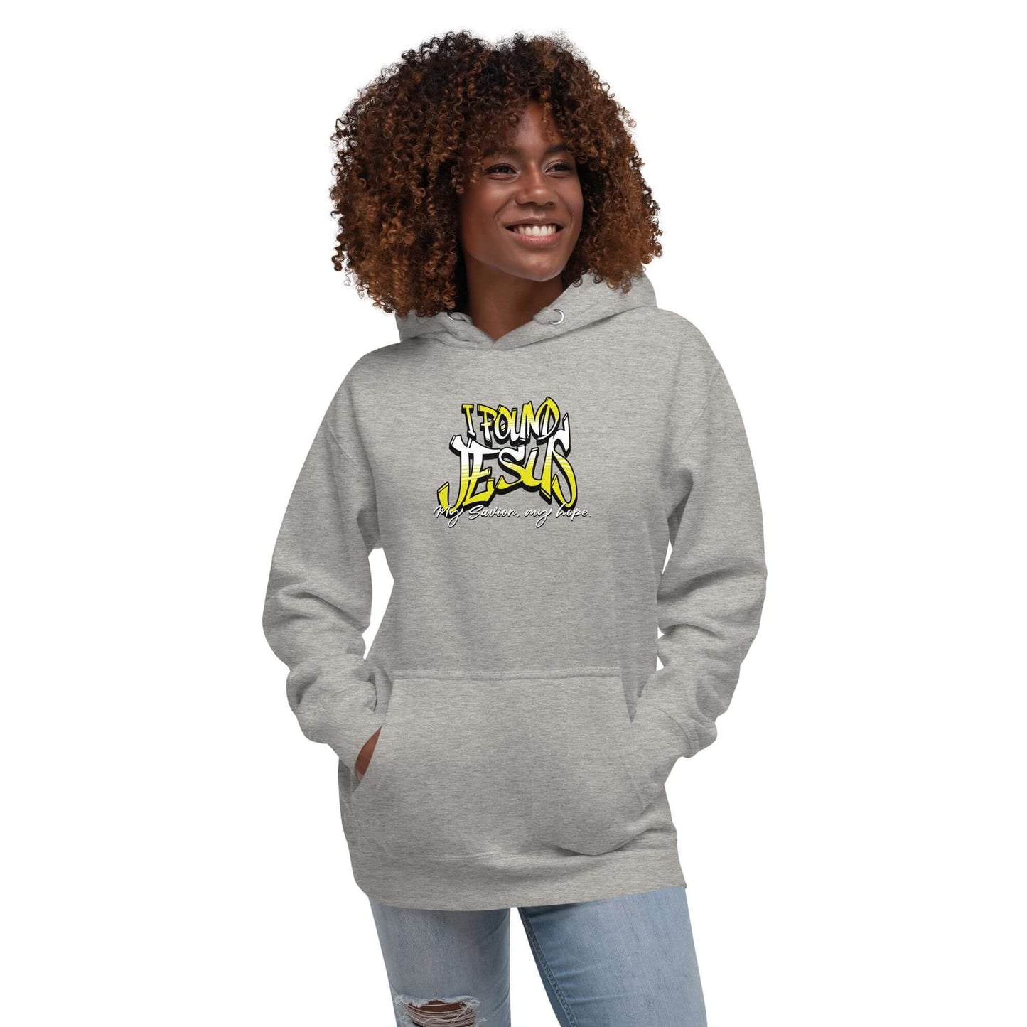 Sudadera Gris con capucha unisex I Found Jesus
