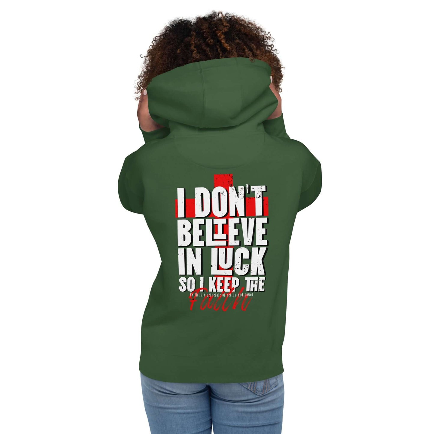 Sudadera con capucha unisex No creo en La Suerte