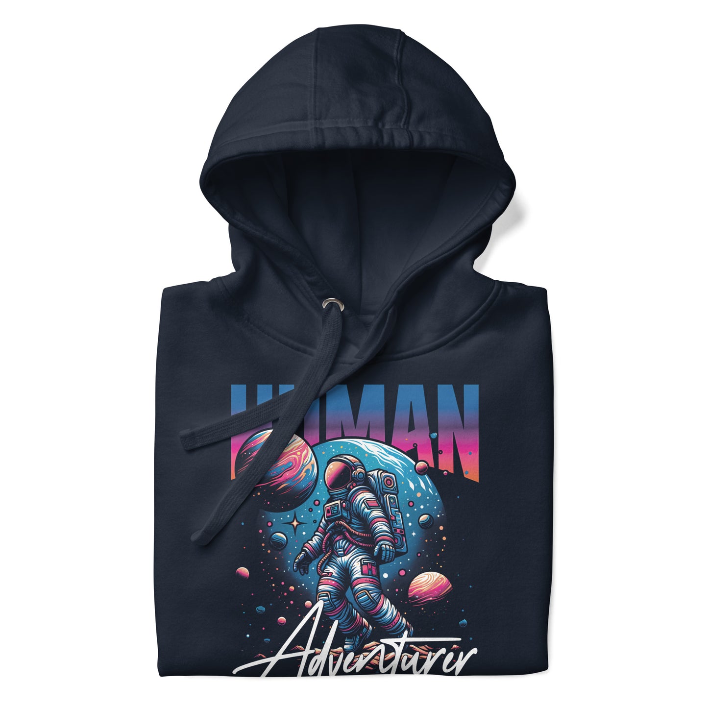 Sudadera con capucha unisex Sudadera Human Adventurer. Quién te iba a decir que una sudadera con un diseño tan increíble pudiera ser tan suave. No te arrepentirás de comprar esta pieza de streetwear única con un conveniente bolsillo frontal y una capucha