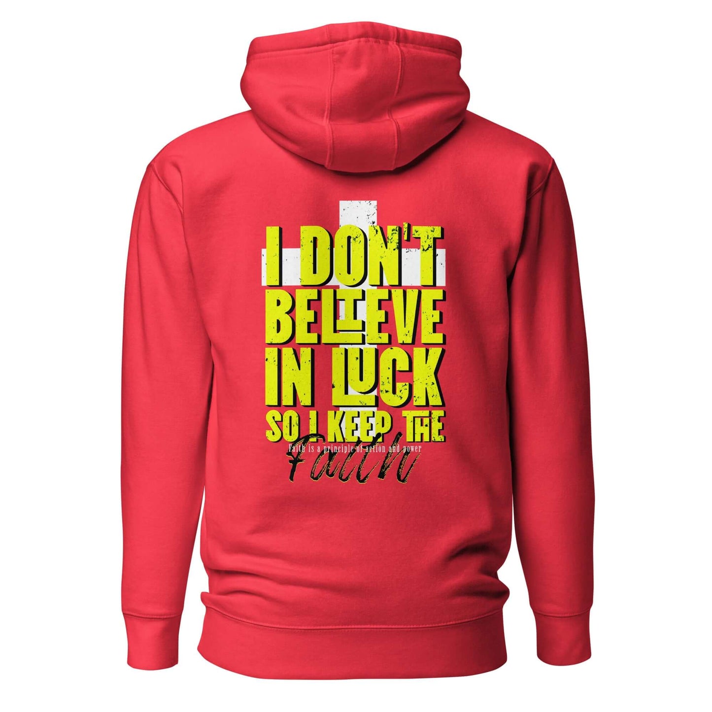 Sudadera Roja con capucha unisex Andamos Por fe