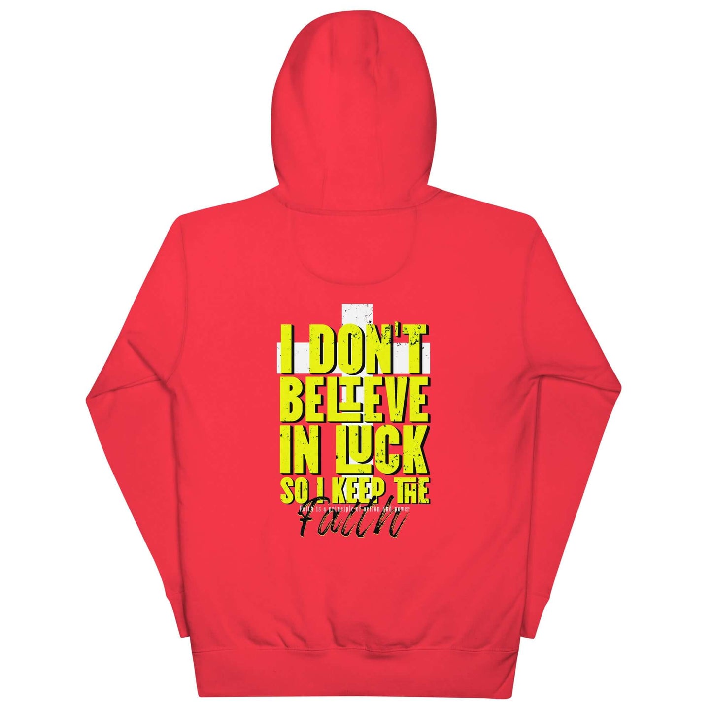 Sudadera Roja con capucha unisex Andamos Por fe