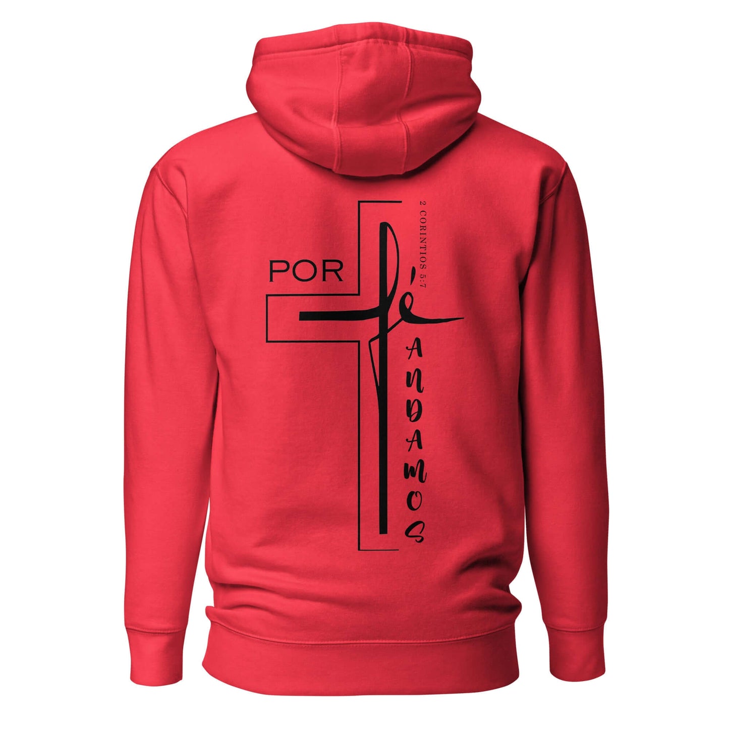Sudadera Roja con capucha unisex Por Fe Andamos