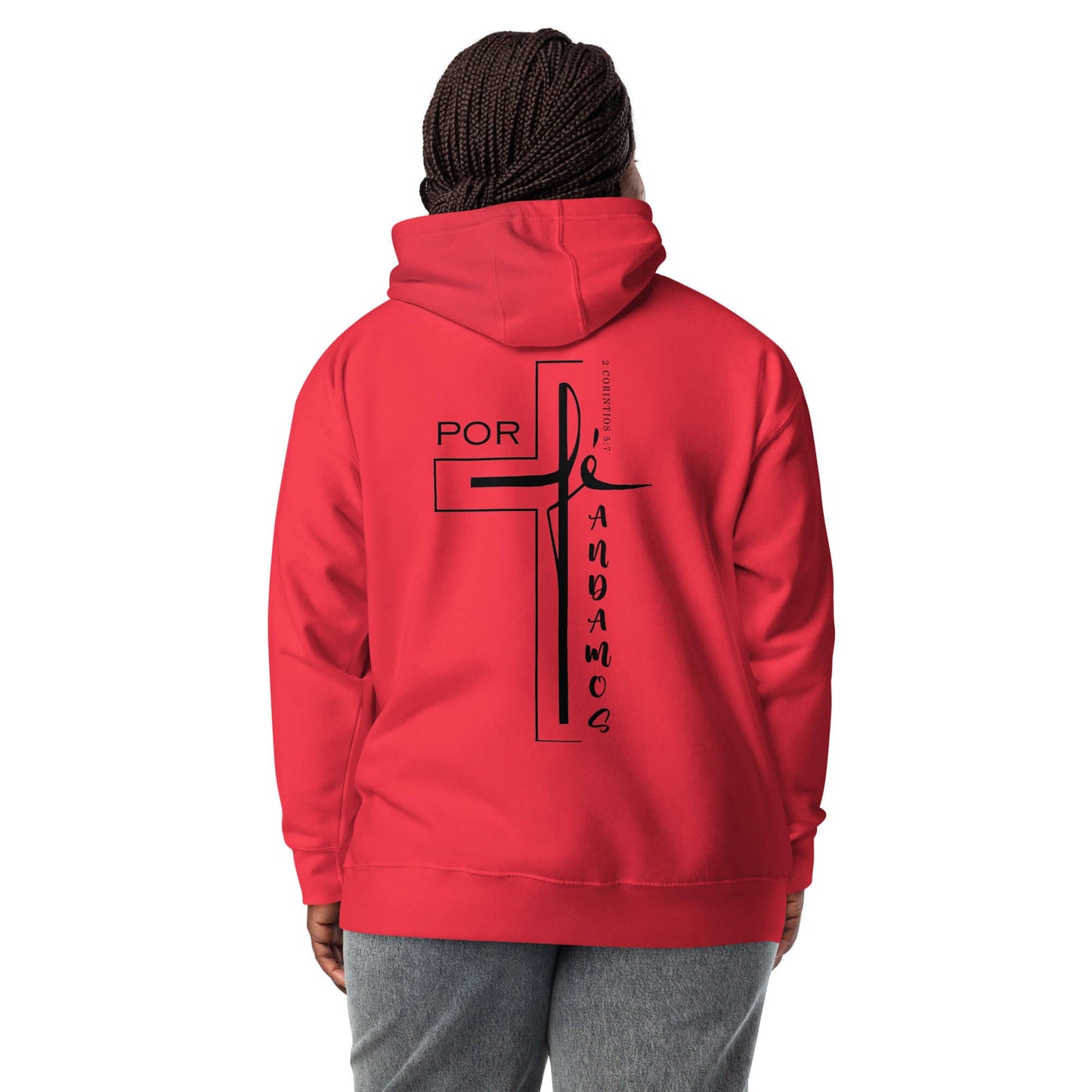 Sudadera Roja con capucha unisex Por Fe Andamos Chica
