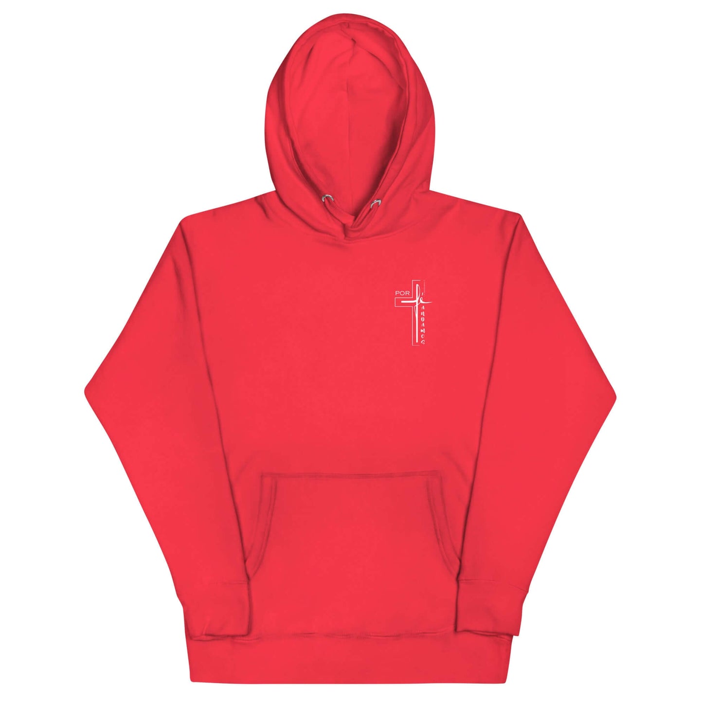 Sudadera Roja con capucha unisex Andamos Por fe