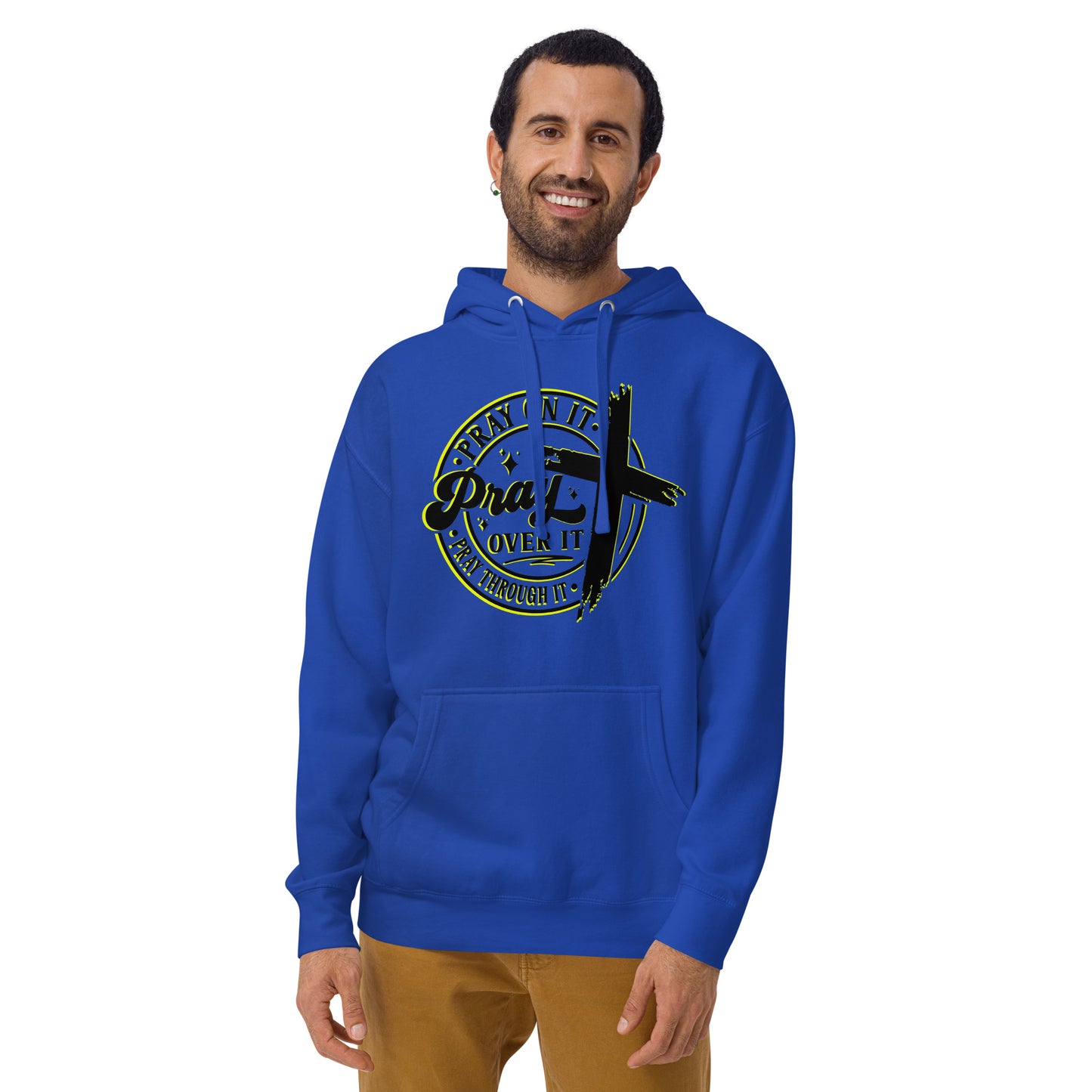 Sudadera con capucha unisex Pray Over It. Quién te iba a decir que una sudadera con un diseño tan increíble pudiera ser tan suave. No te arrepentirás de comprar esta pieza de streetwear única con un conveniente bolsillo frontal y una capucha calentita par