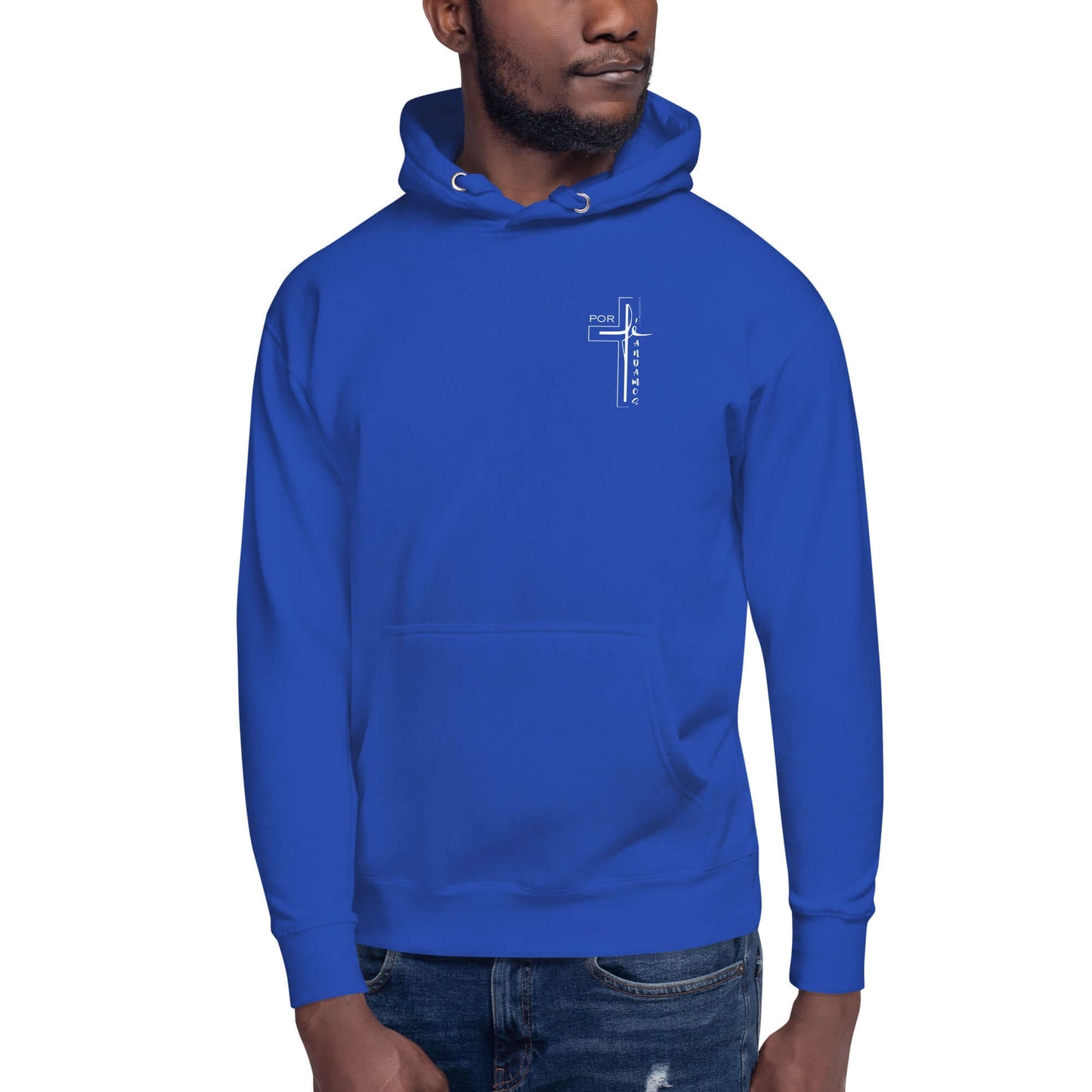 Sudadera Azul con capucha unisex Andamos Por fe