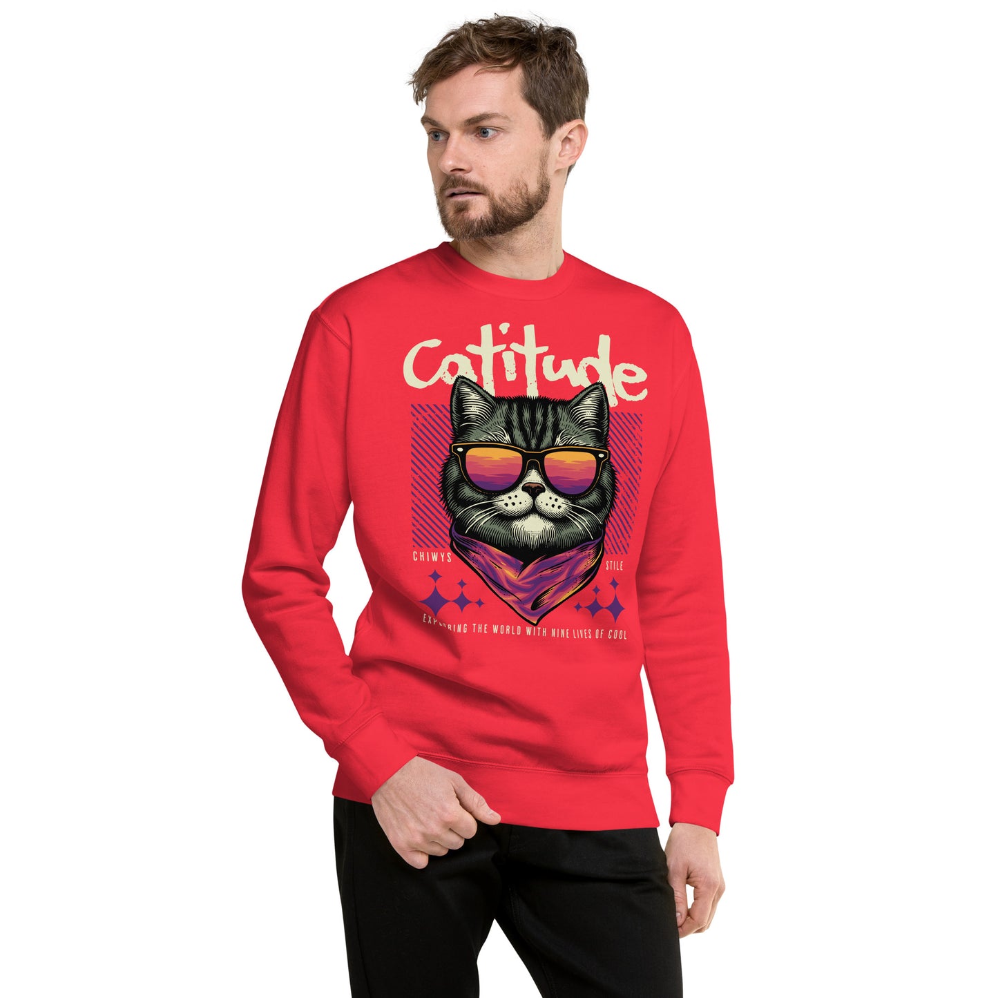 Sudadera gruesa Catitude Captitude. Date un capricho con esta sudadera calentita, de ajuste perfecto y cuello redondo. Combínala con tus pantalones favoritos para un look cómodo y moderno. Su interior de vellón la convertirá en tu favorita ¡desde el prime