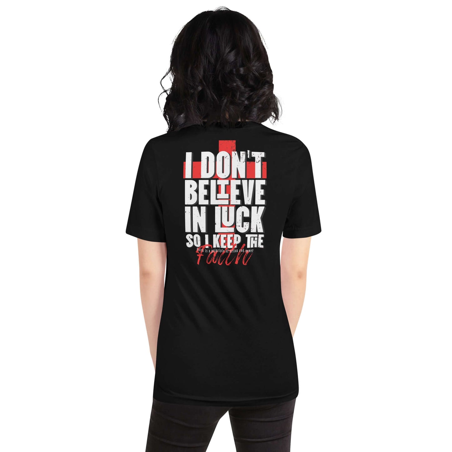 Camiseta Negra de No creo en La Suerte Chica