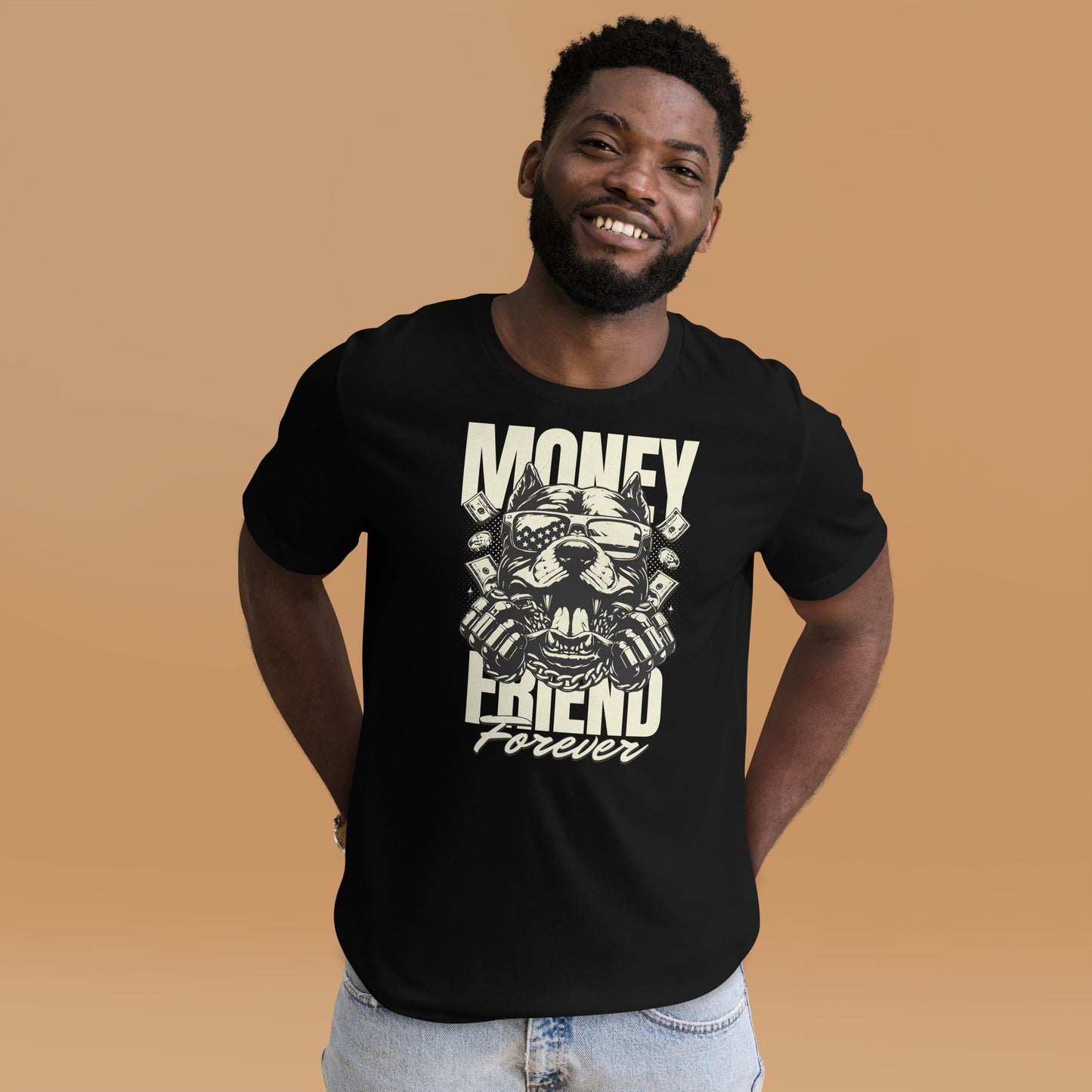 Camiseta Money Friend Money Friend Forever. Esta camiseta es todo lo que has soñado y más. Es suave y ligera, con la cantidad justa de elasticidad. Además, es cómoda y realza la figura de todo el que la lleva puesta. • 100% algodón peinado e hilado en ani