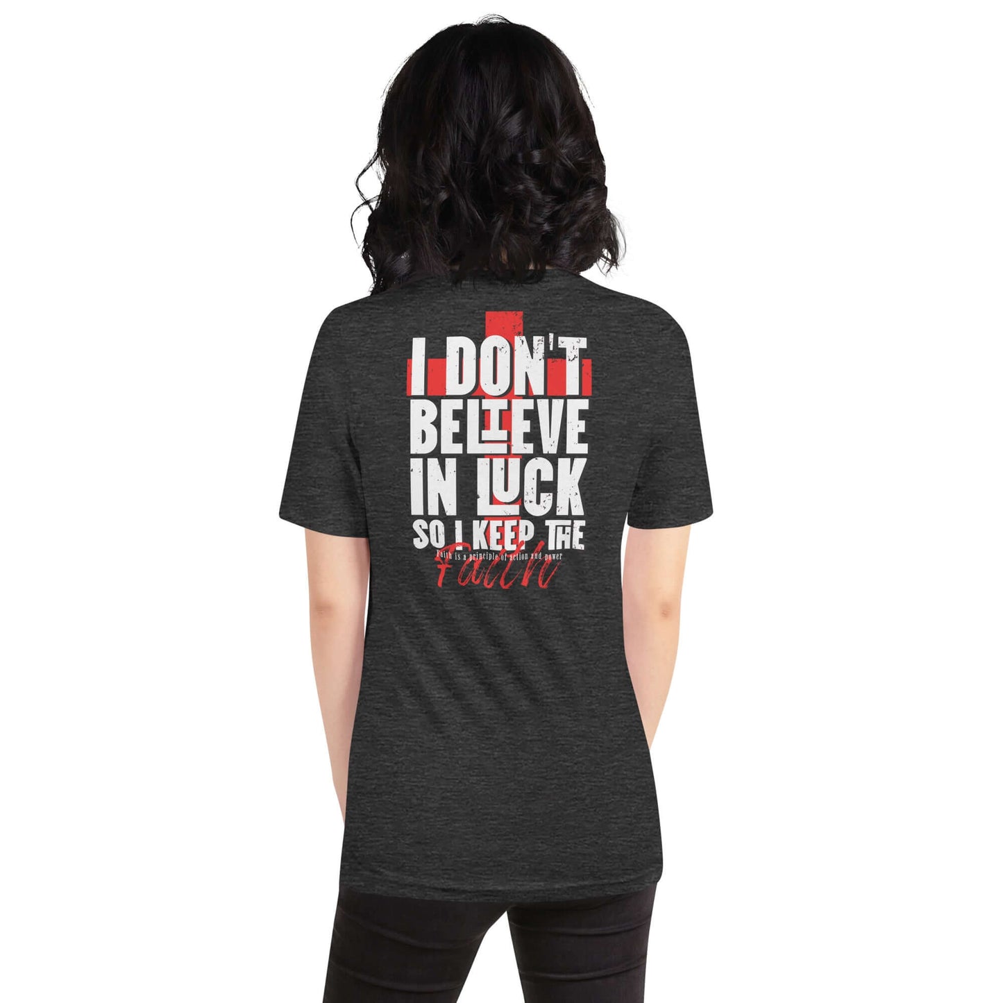 Camiseta Gris de No creo en La Suerte Chica