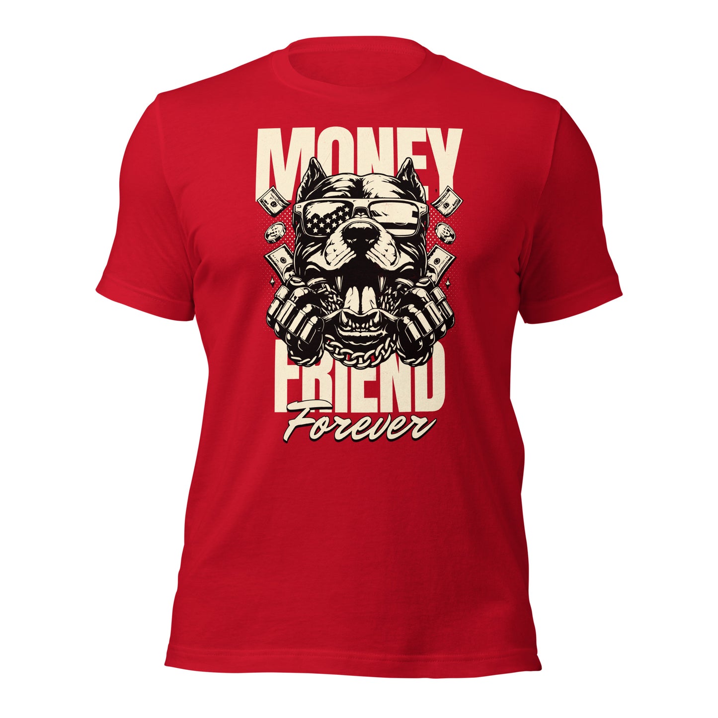Camiseta Money Friend Money Friend Forever. Esta camiseta es todo lo que has soñado y más. Es suave y ligera, con la cantidad justa de elasticidad. Además, es cómoda y realza la figura de todo el que la lleva puesta. • 100% algodón peinado e hilado en ani