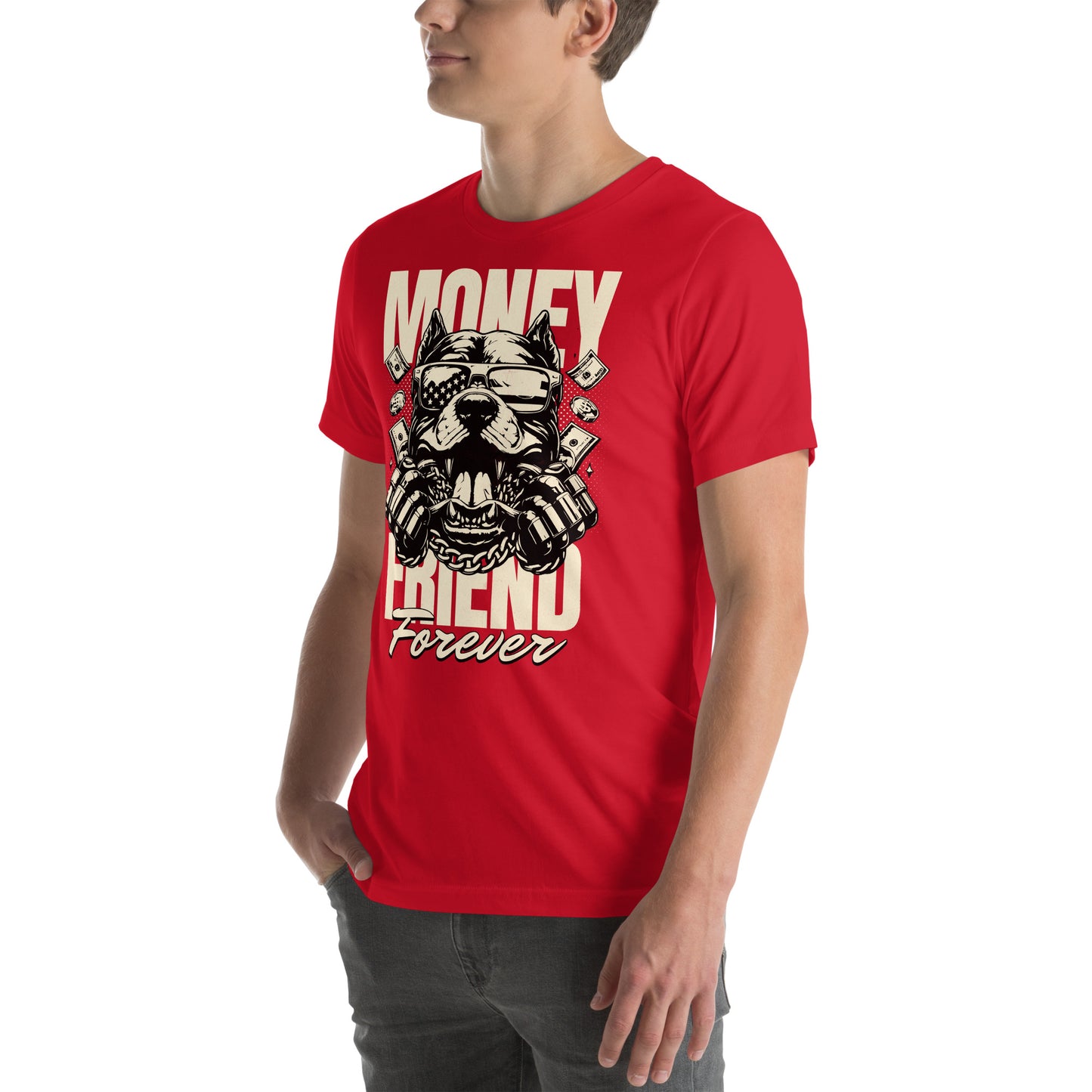 Camiseta Money Friend Money Friend Forever. Esta camiseta es todo lo que has soñado y más. Es suave y ligera, con la cantidad justa de elasticidad. Además, es cómoda y realza la figura de todo el que la lleva puesta. • 100% algodón peinado e hilado en ani