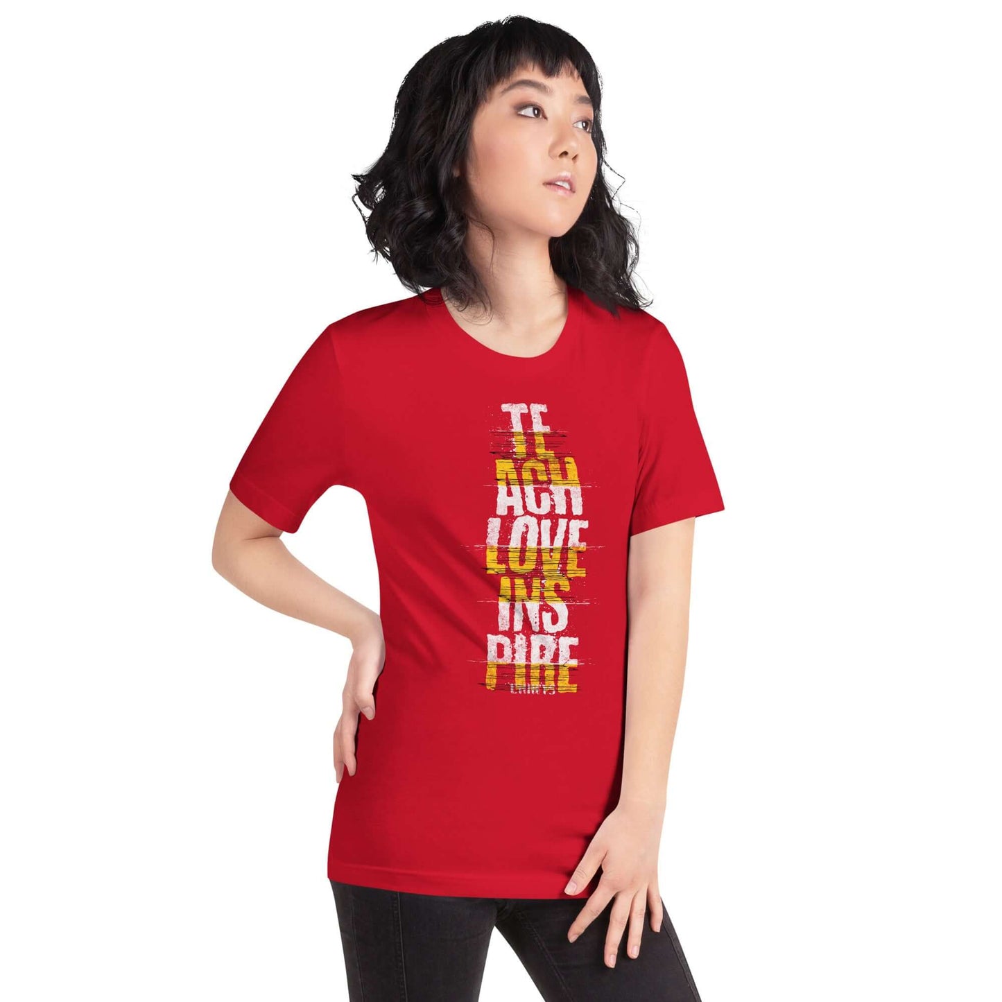 Camiseta Teach Love Inspire Anime. Esta camiseta es todo lo que has soñado y más. Es suave y ligero, con la cantidad justa de elasticidad. Además, es cómoda y realza la figura de todo el que la lleva puesta. • 100% algodón peinado e hilado en anillo (los