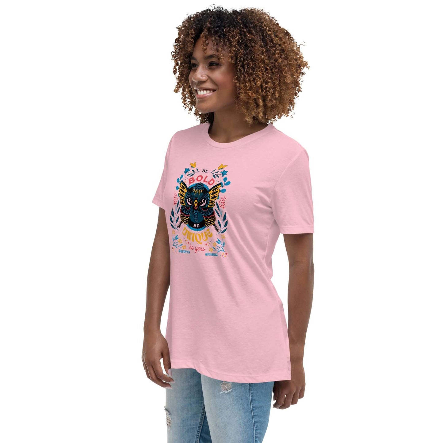 Chica-Camiseta Rosa Be Bold be Unique