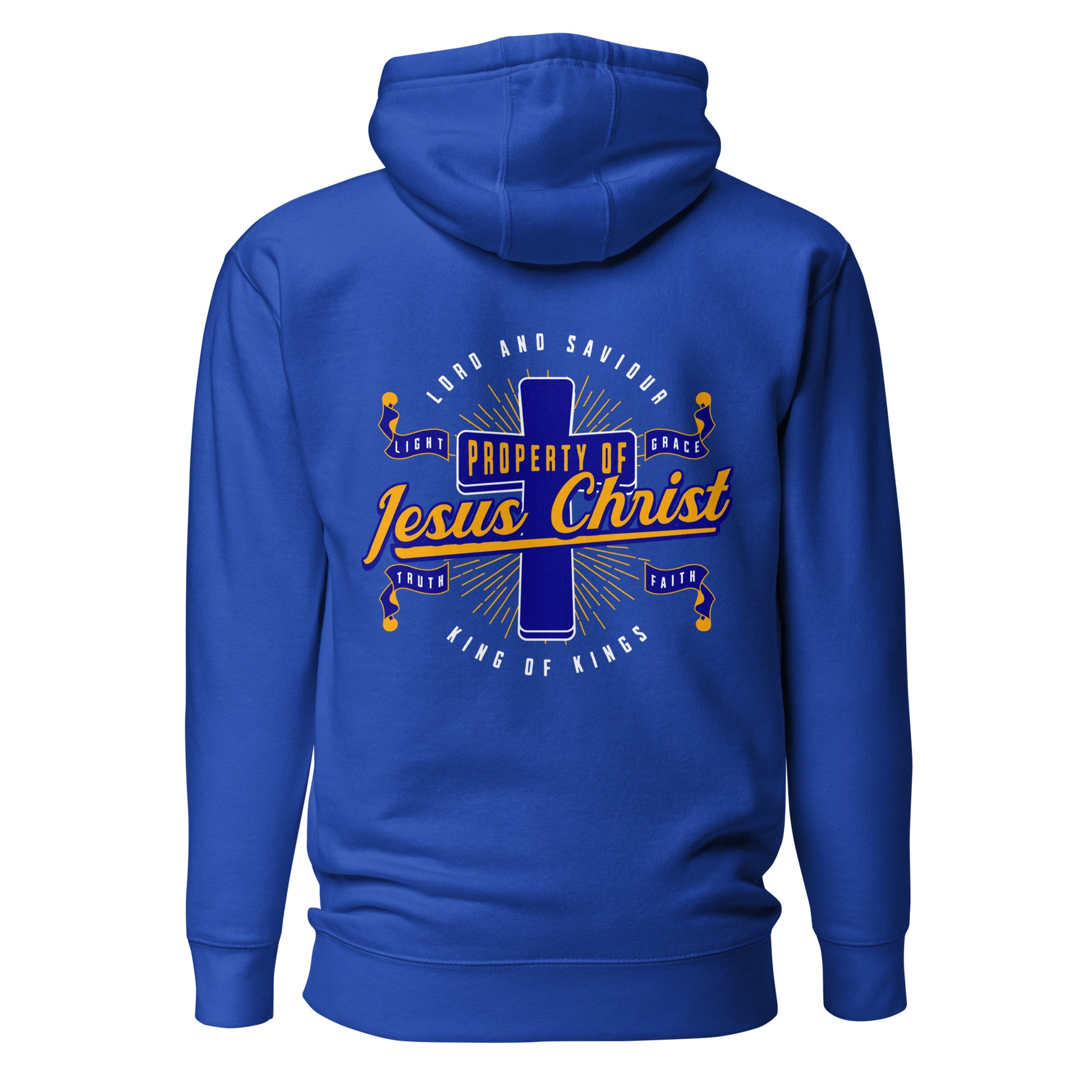 Sudadera azul con capucha Property of Jesus Christ