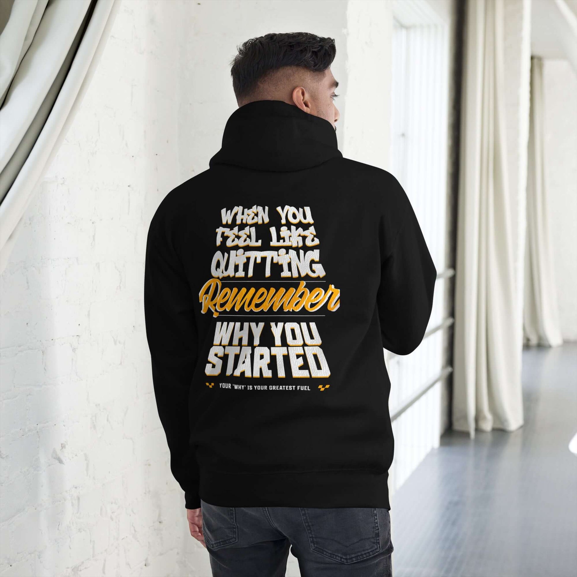 Sudadera con capucha unisex Motivacional con frase inspiradora en la parte trasera, diseño moderno y cómodo.