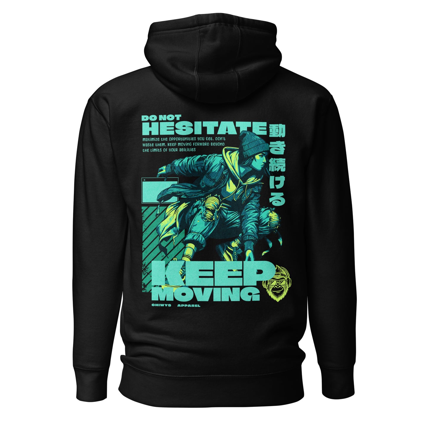Sudadera negra con capucha Keep Moving