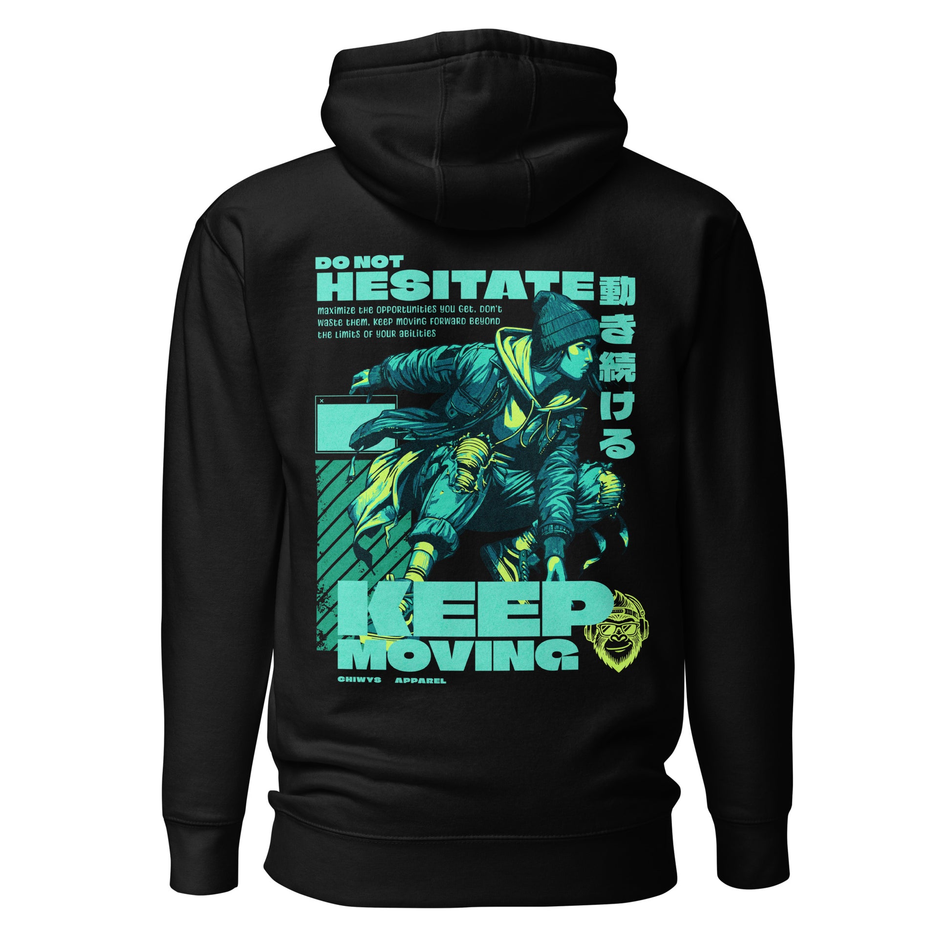 Sudadera negra con capucha Keep Moving