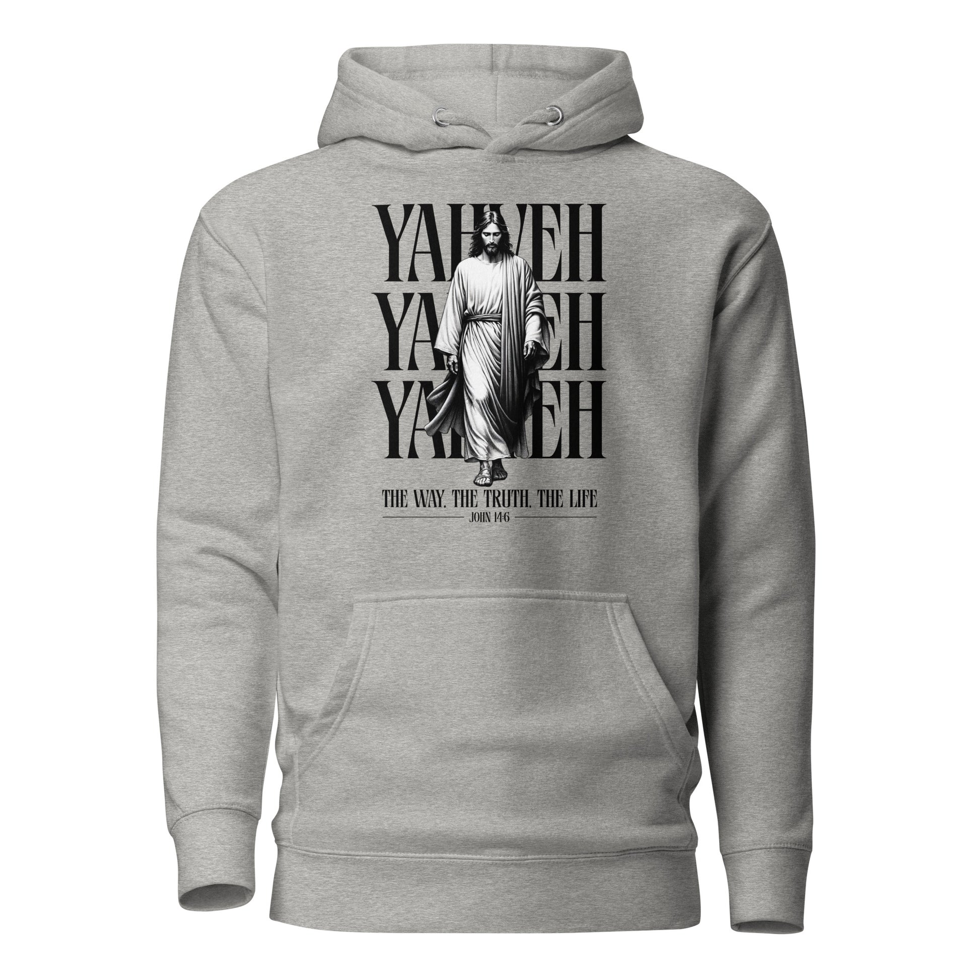 Sudadera con capucha unisex YAHVEH, diseño cristiana con mensaje bíblico y elegante, ideal para expresar fe.