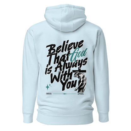 Sudadera unisex de algodón Believe That God con diseño gráfico y capucha, perfecta para el streetwear.