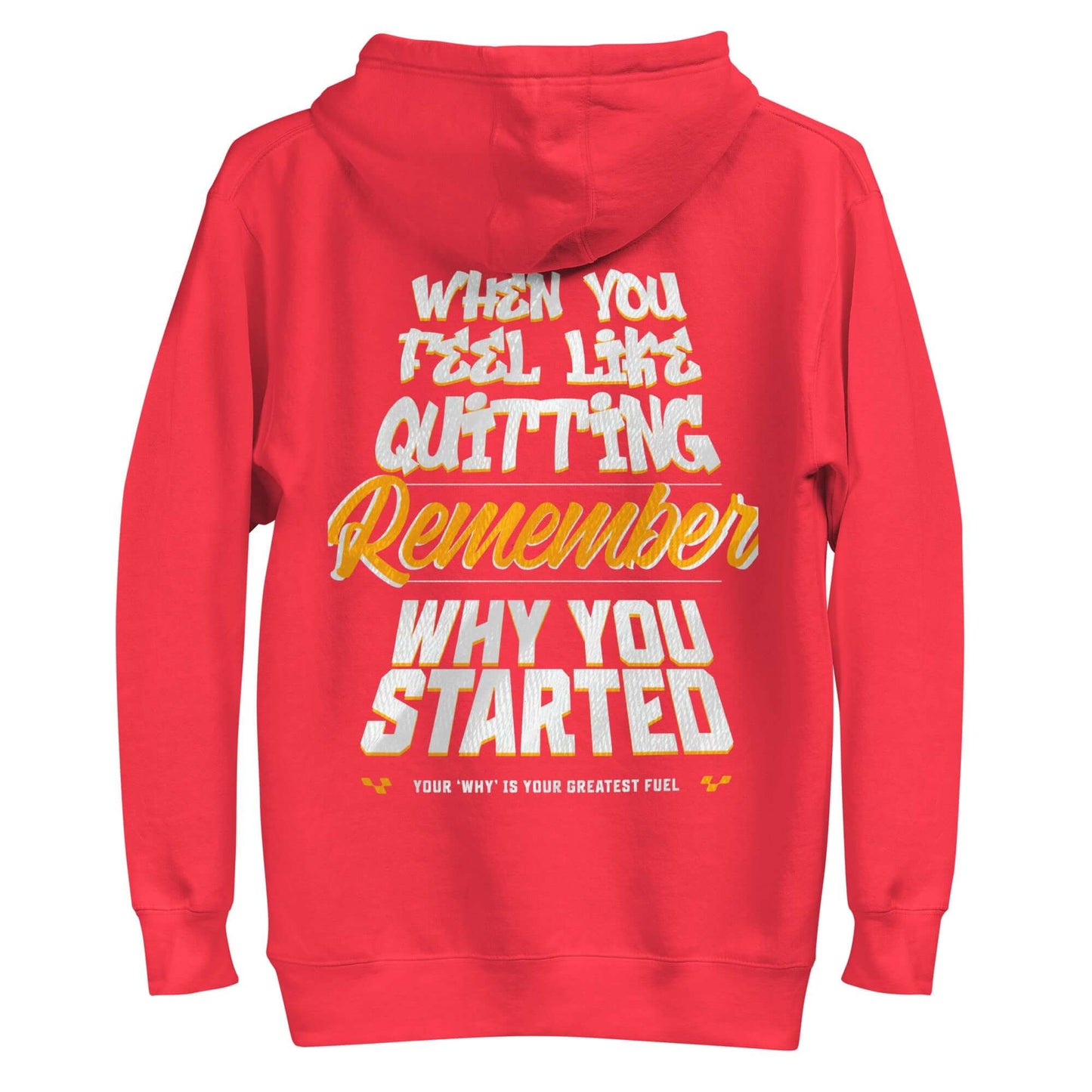 Sudadera con capucha unisex Motivacional en rojo, con diseño inspirador en la parte trasera.