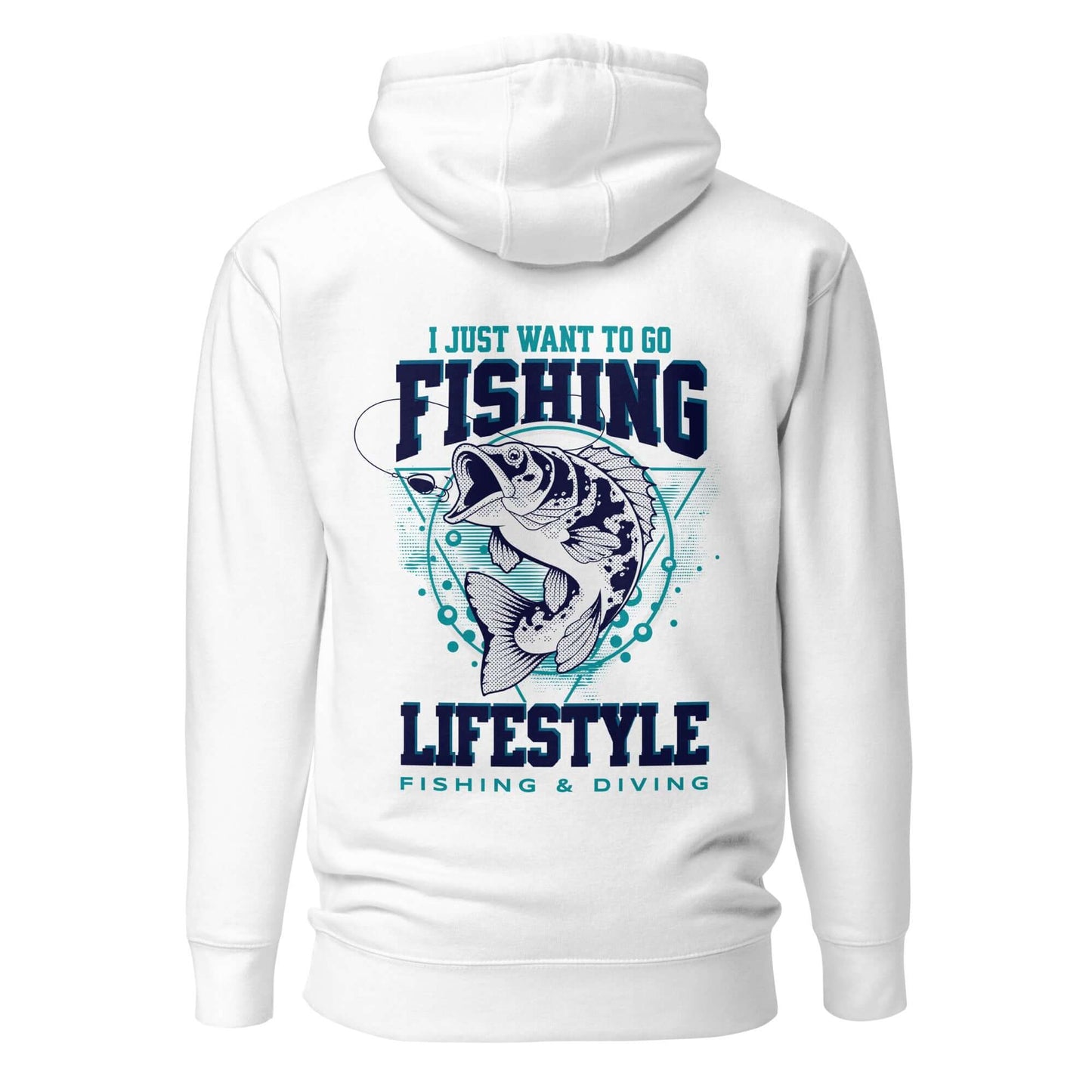 Sudadera con capucha Fishing Lifestyle con diseño asociado a la pesca y el buceo, ideal para amantes del streetwear.